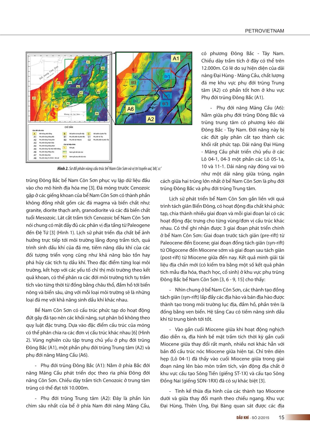 Quá trình sinh dầu khí của đá mẹ khu vực phụ đới trũng Đông Bắc và phụ đới trũng trung tâm bể Nam Côn Sơn trang 2