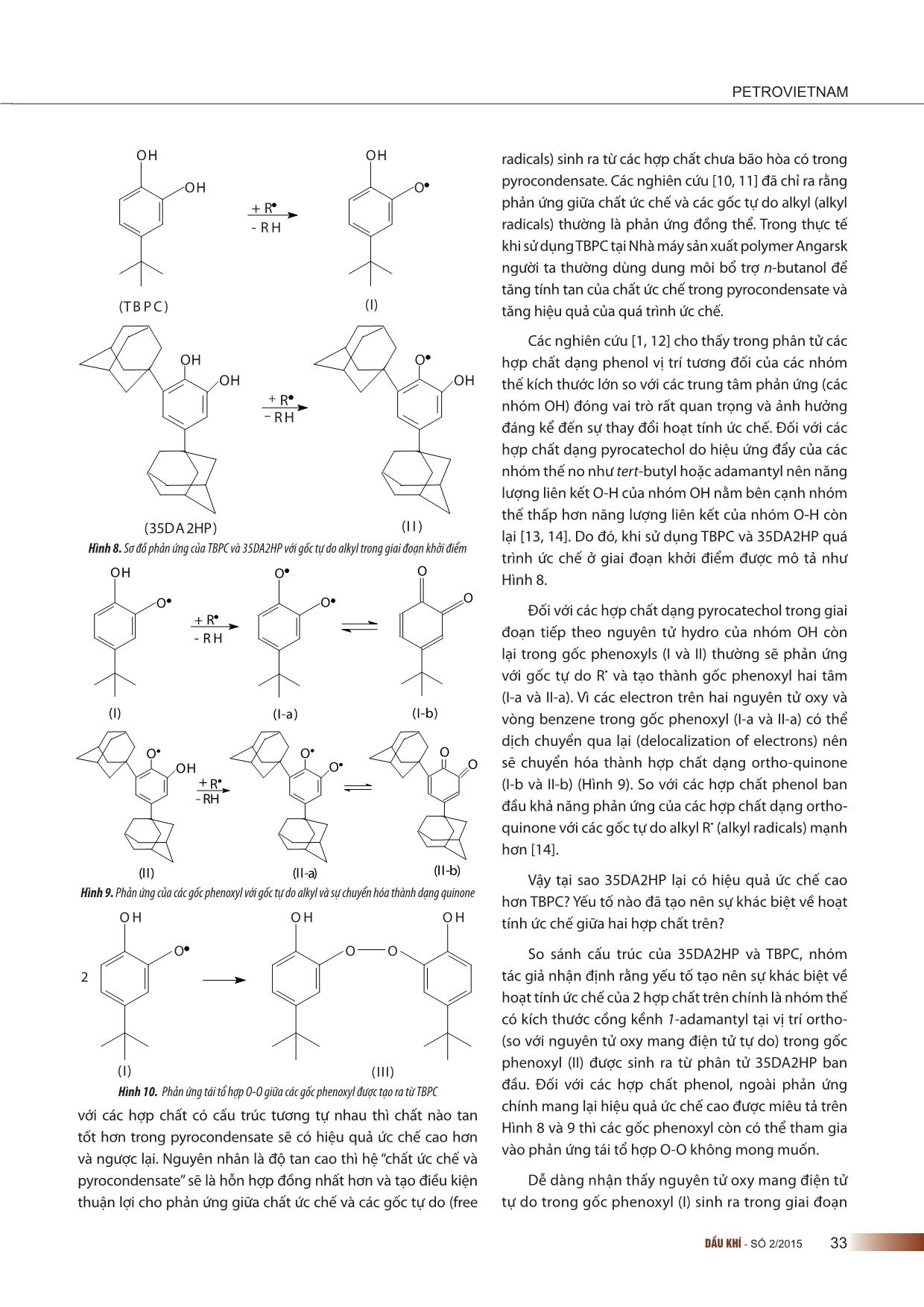 Ức chế quá trình tạo cặn polymer trong chế biến sản phẩm lỏng của quá trình nhiệt phân hydrocarbon bằng các dẫn xuất di-Adamantyl di-hydroxybenzene trang 6