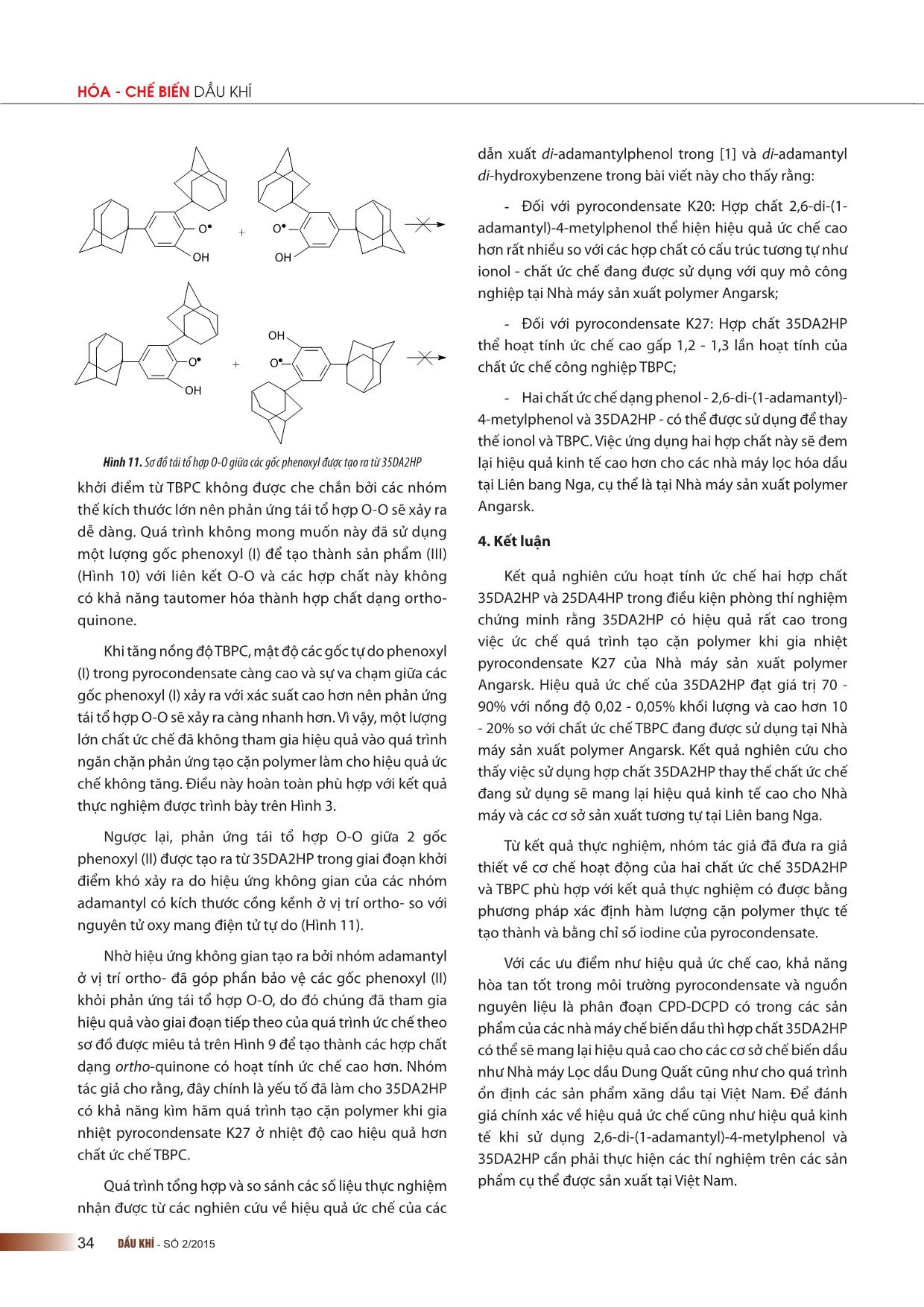 Ức chế quá trình tạo cặn polymer trong chế biến sản phẩm lỏng của quá trình nhiệt phân hydrocarbon bằng các dẫn xuất di-Adamantyl di-hydroxybenzene trang 7