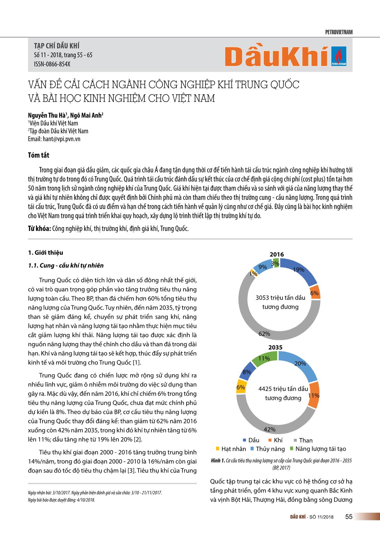 Vấn đề cải cách ngành công nghiệp khí Trung Quốc và bài học kinh nghiệm cho Việt Nam trang 1
