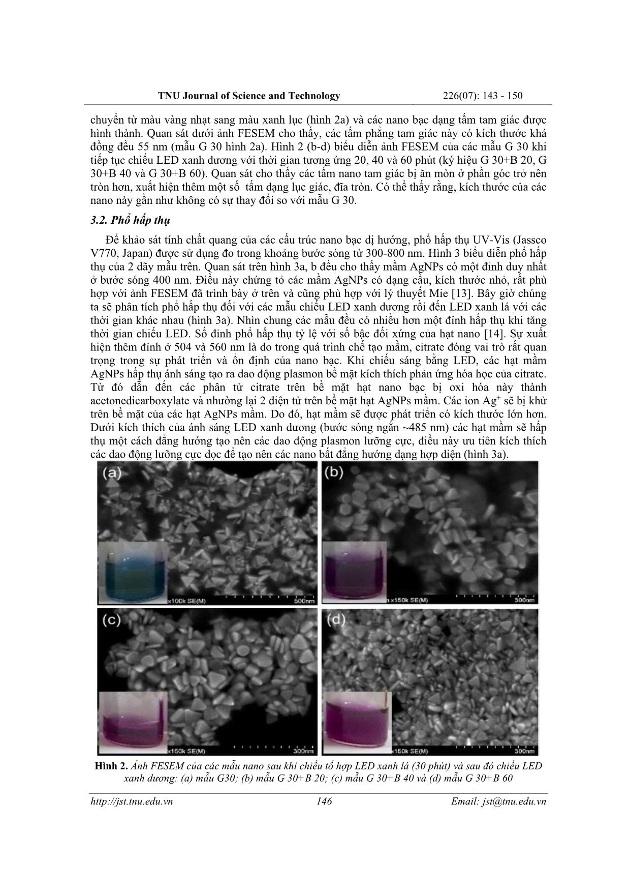 Chế tạo các nano bạc dị hướng bằng kích thích tổ hợp LED xanh lá và LED xanh dương cho ứng dụng phát hiện melamin trang 4