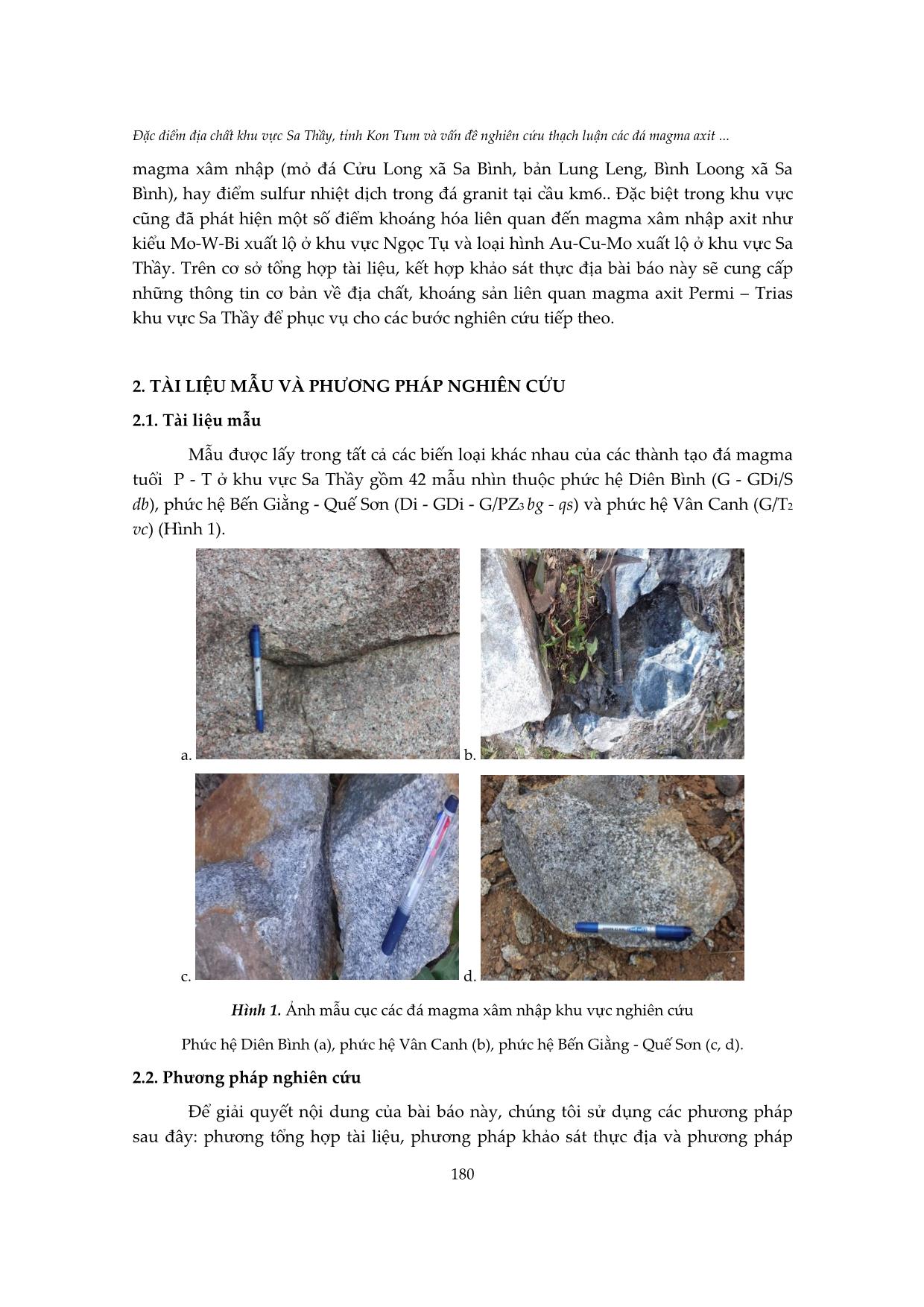 Đặc điểm địa chất khu vực sa thầy, tỉnh Kon Tum và vấn đề nghiên cứu thạch luận các đá magma axit giai đoạn Permi-Trias trang 2