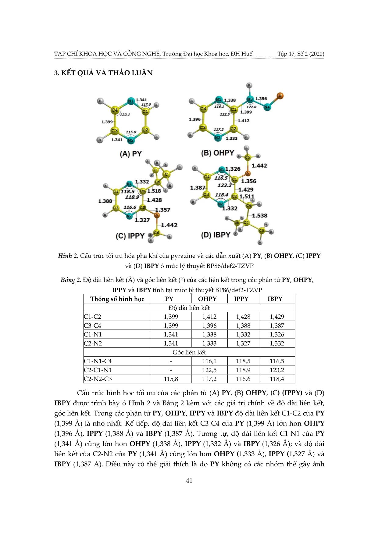 Nghiên cứu cấu trúc, tính chất và khả năng ức chế ăn mòn Fe (110) của pyrazine và dẫn xuất bằng tính toán hóa lượng tử trang 5