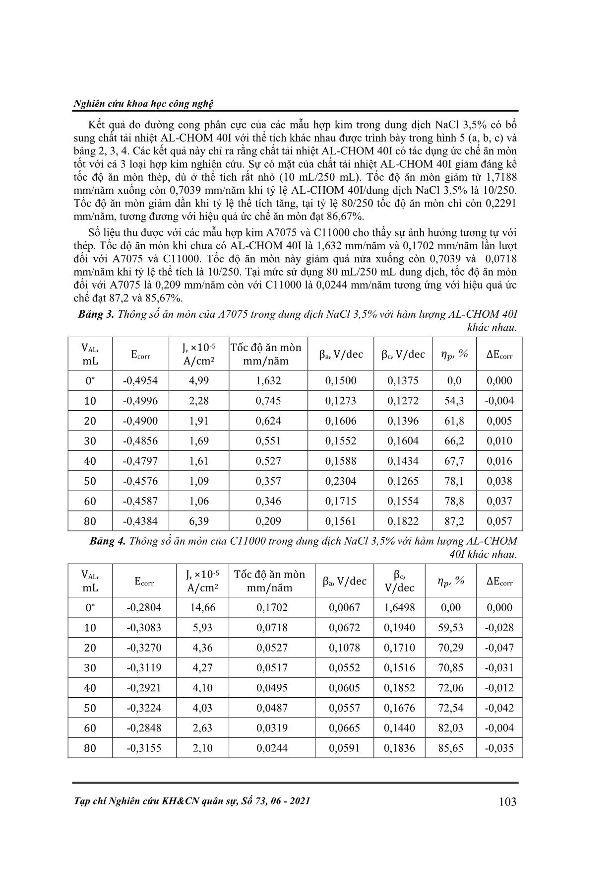 Nghiên cứu đặc tính chống ăn mòn của chất tải nhiệt AL-CHOM 40I trên một số hợp kim trang 4