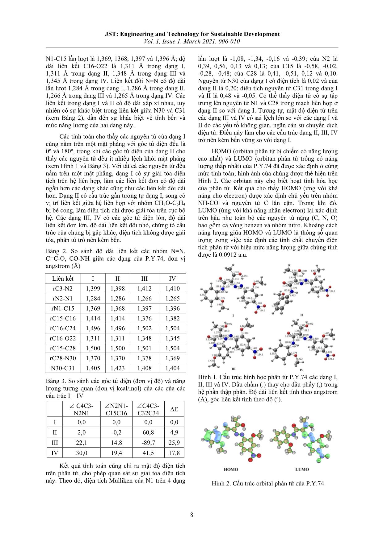 Nghiên cứu hóa học lượng tử về cấu trúc và tính chất phân tử của chất màu 2-[(2-methoxy-4-nitrophenyl)azo]-N-(2-methoxyphenyl)-3-oxo-butanamide trang 3
