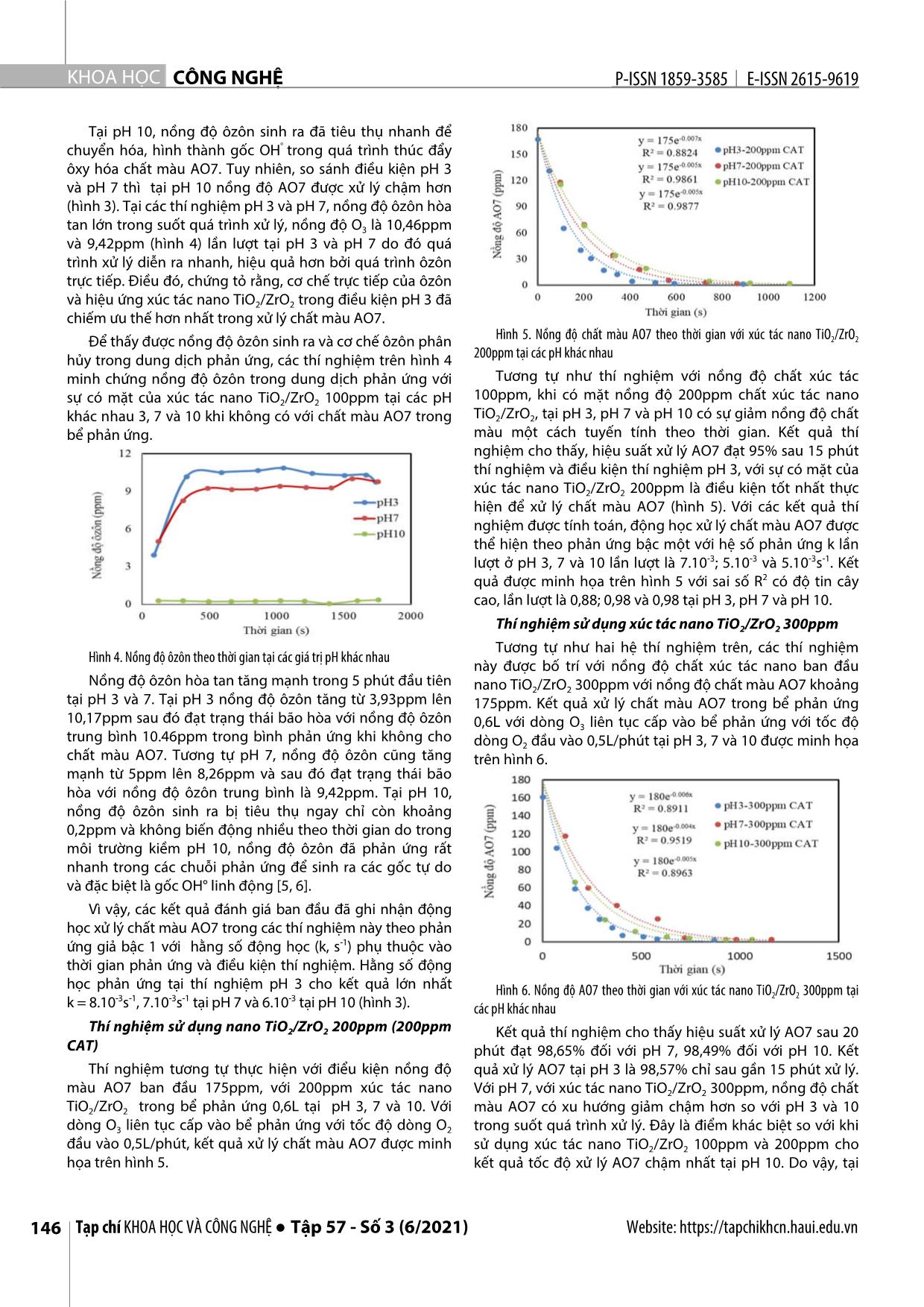 Nghiên cứu sử dụng vật liệu nano tổng hợp TiO₂/ZrO₂ xúc tác quá trình ôxy hóa tiên tiến ôzôn để xử lý axit orange 7 trang 4