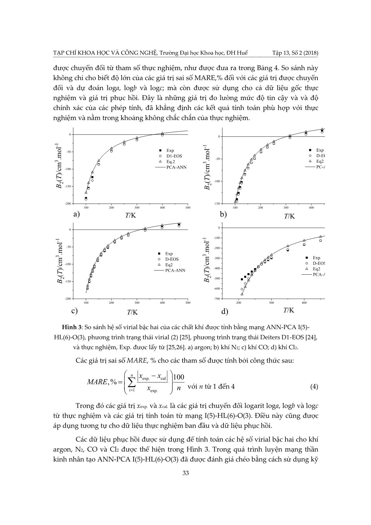 Tính toán hệ số virial bậc hai của các khí Cl₂, N₂, CO và Ar kết hợp phương trình trạng thái virial và mô hình đa biến trang 9