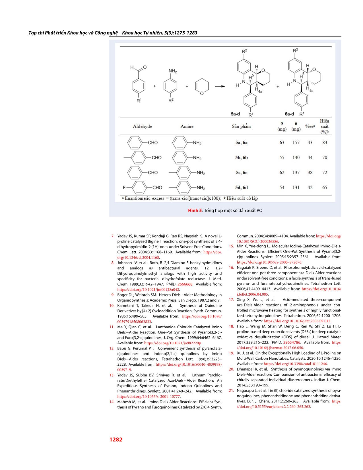 Tổng hợp dẫn xuất pyrano[3,2-C]quinoline dùng xúc tác điều chế từ L-proline và acid p-toluenesulfonic trang 8