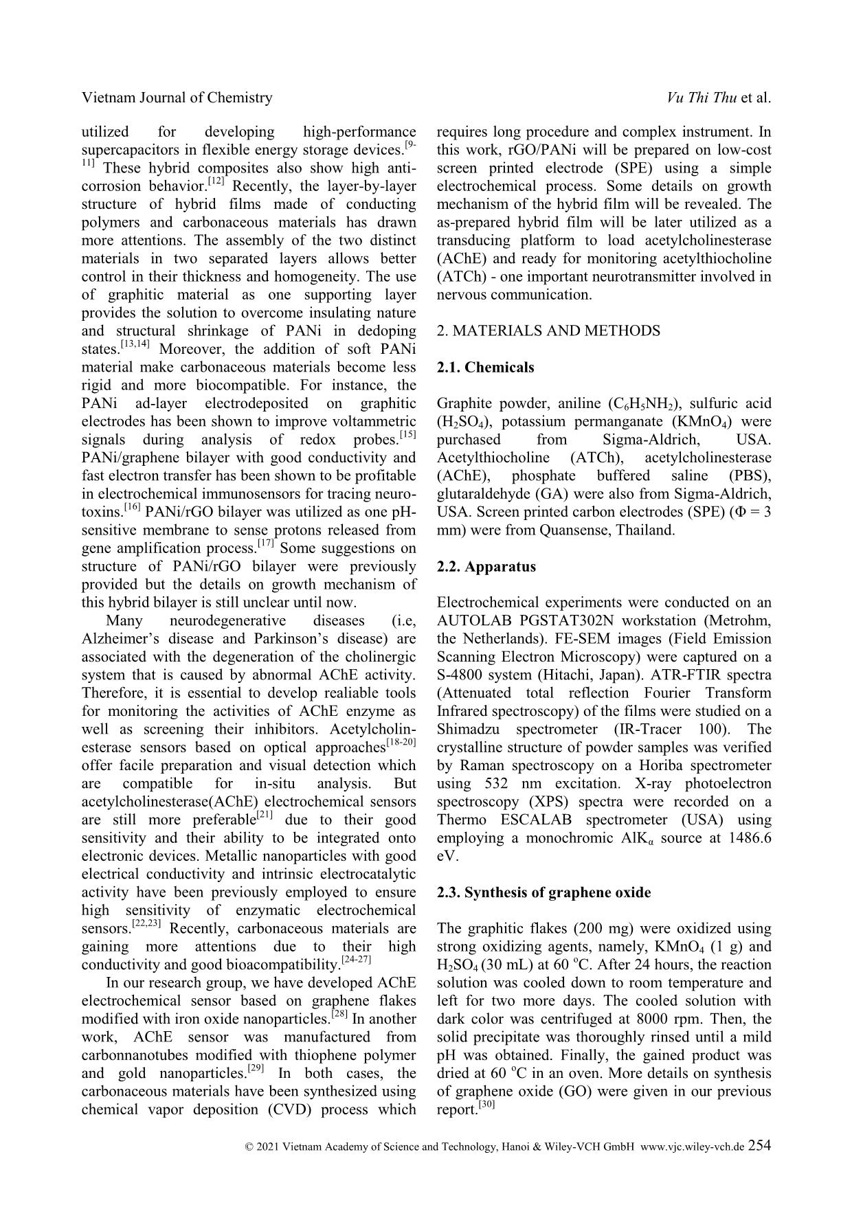 Acetylcholinesterase sensor based on PANi/rGO film electrochemically grown on screen-Printed electrodes trang 2