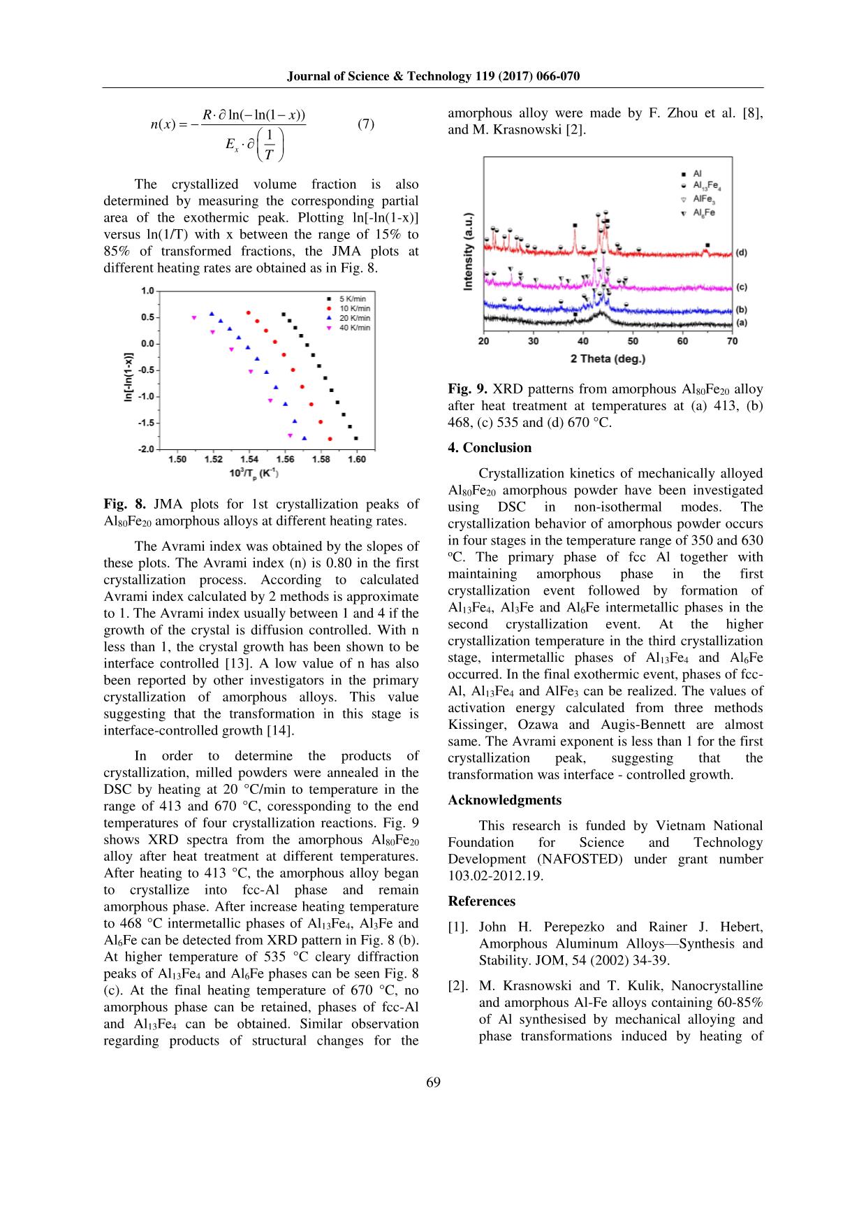 Crystallization Kinetics of Mechanically Alloyed Al₈₀Fe₂₀ Amorphous Powder trang 4