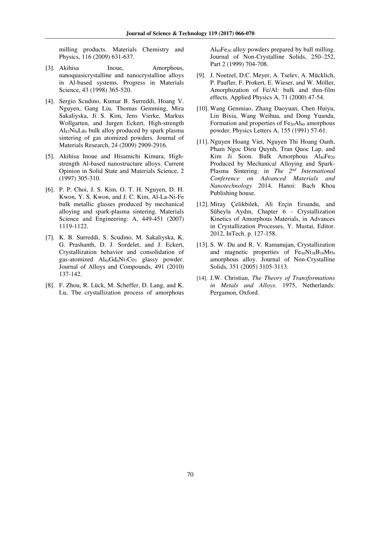 Crystallization Kinetics of Mechanically Alloyed Al₈₀Fe₂₀ Amorphous Powder trang 5
