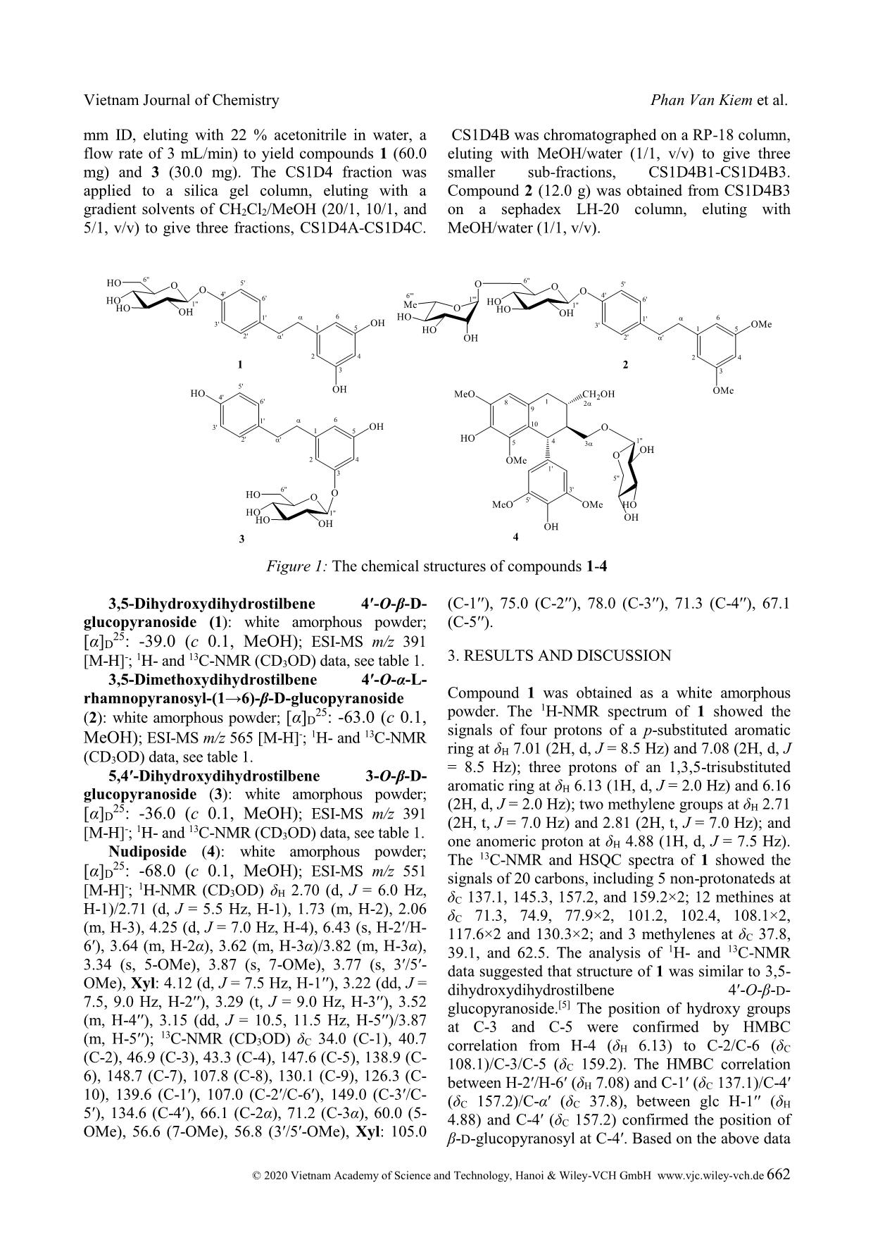 Dihydrostilbene glycosides and lignan from Camellia sasanqua trang 2