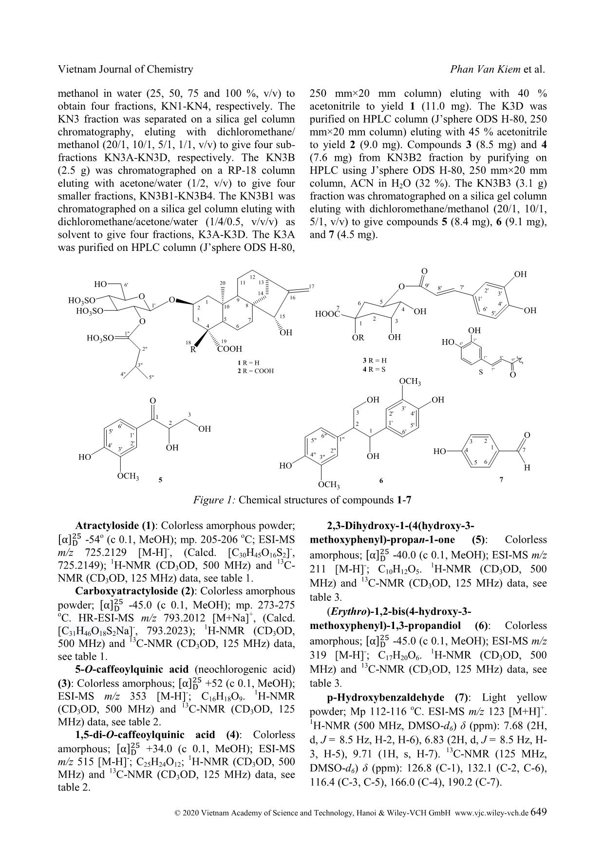 Diterpene glycosides and phenolic compounds from the fruits of Xanthium strumarium trang 2