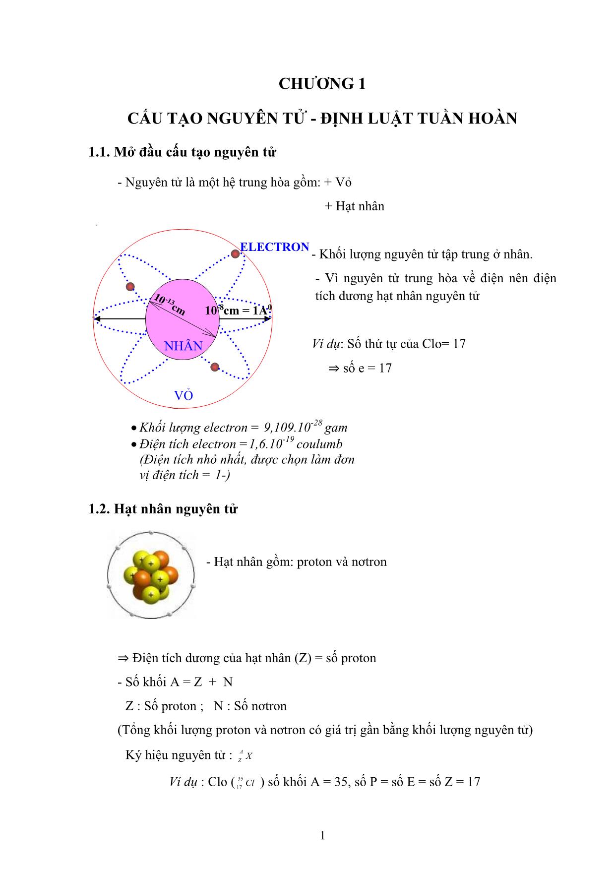 Bài giảng Hóa học đại cương A - Hoàng Hải Hậu (Phần 1) trang 6