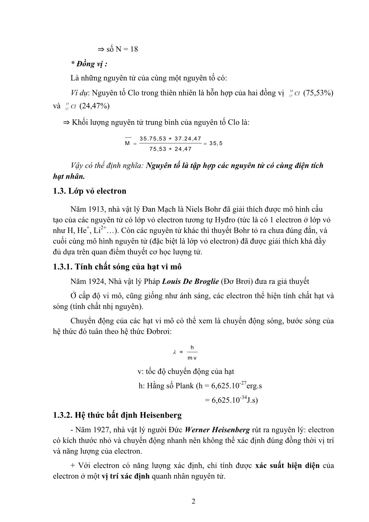 Bài giảng Hóa học đại cương A - Hoàng Hải Hậu (Phần 1) trang 7