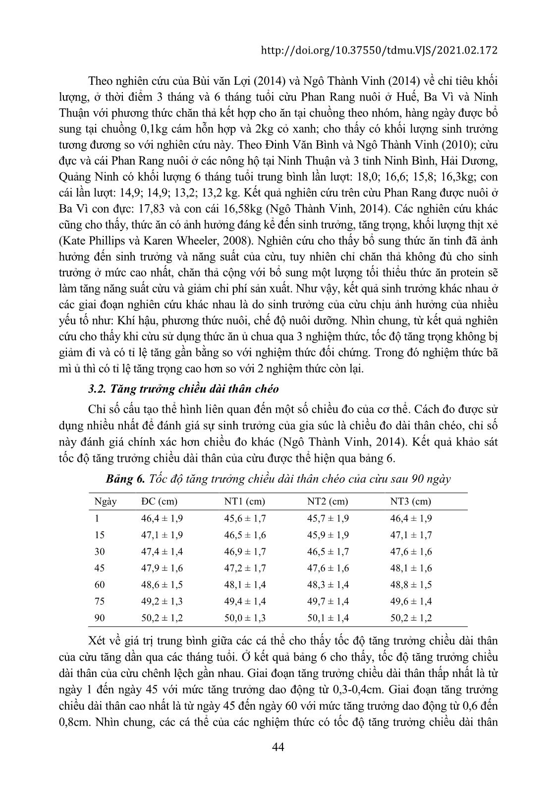 Khảo sát các chỉ tiêu sinh trưởng của cừu Phan Rang khi sử dụng thức ăn ủ chua trang 5