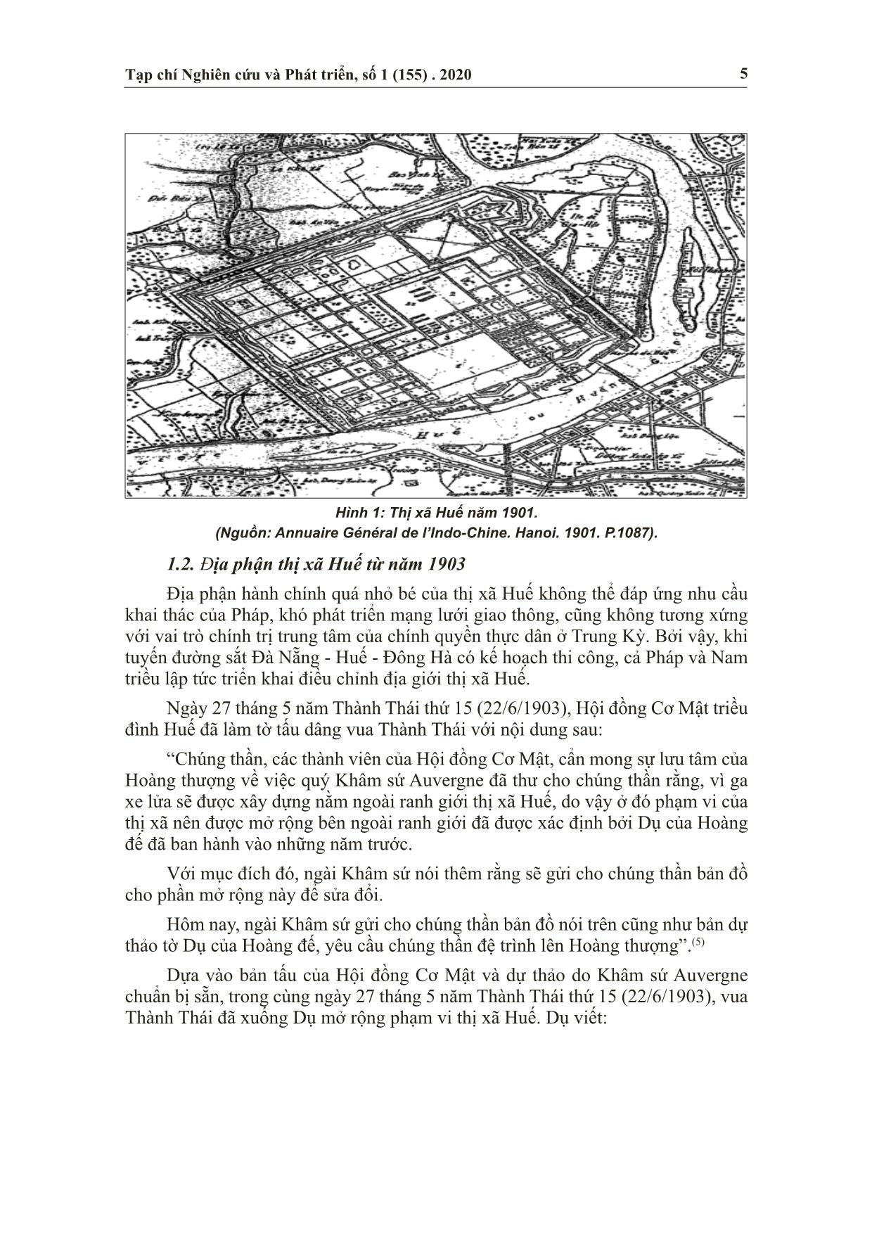 Khảo về địa phận, tổ chức hành chính và dân số đô thị Huế giai đoạn 1899-1945 trang 3