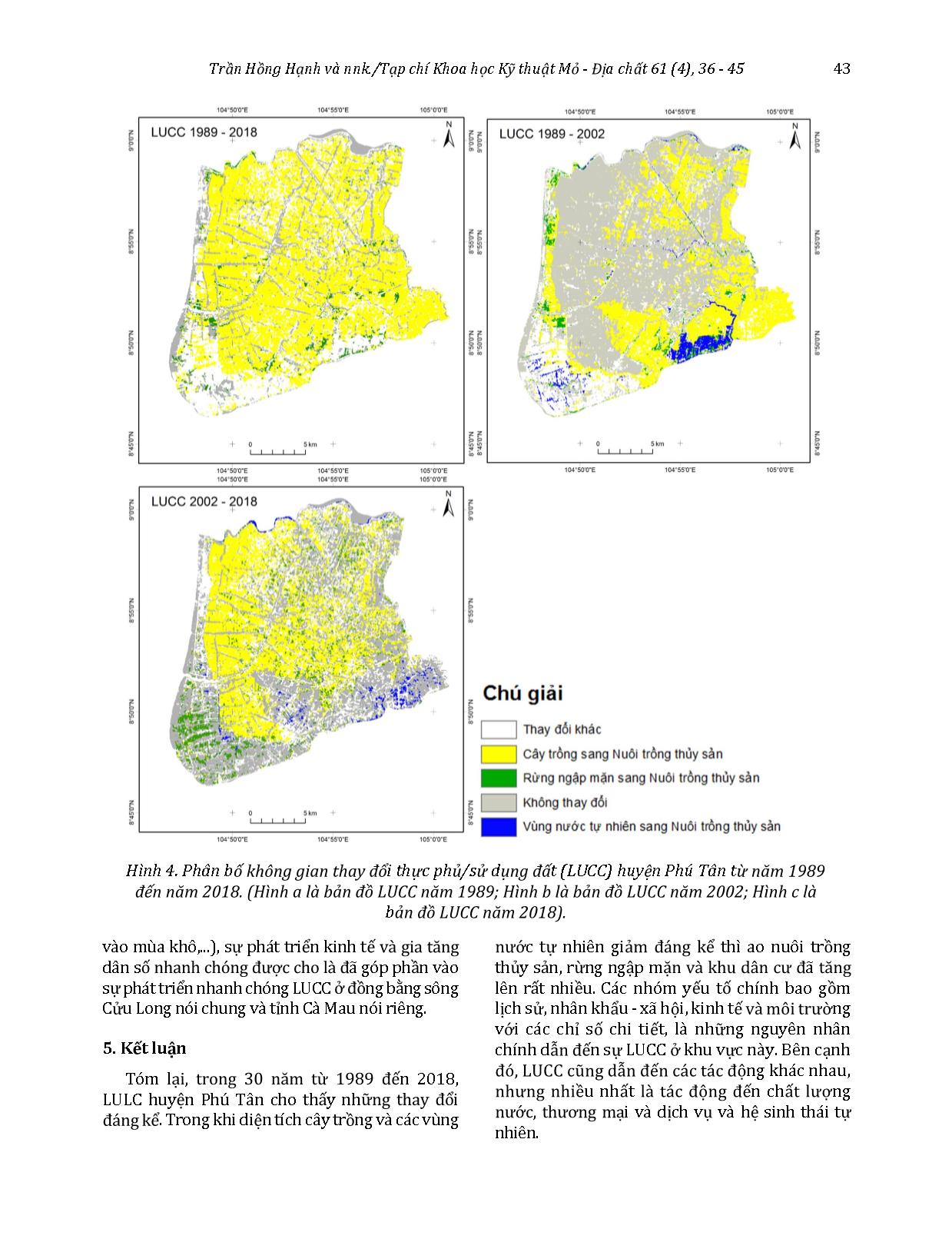 Study on land use changes, causes and impacts by remote sensing, GIS and Delphi methods in the coastal area of Ca Mau province in 30 years trang 8