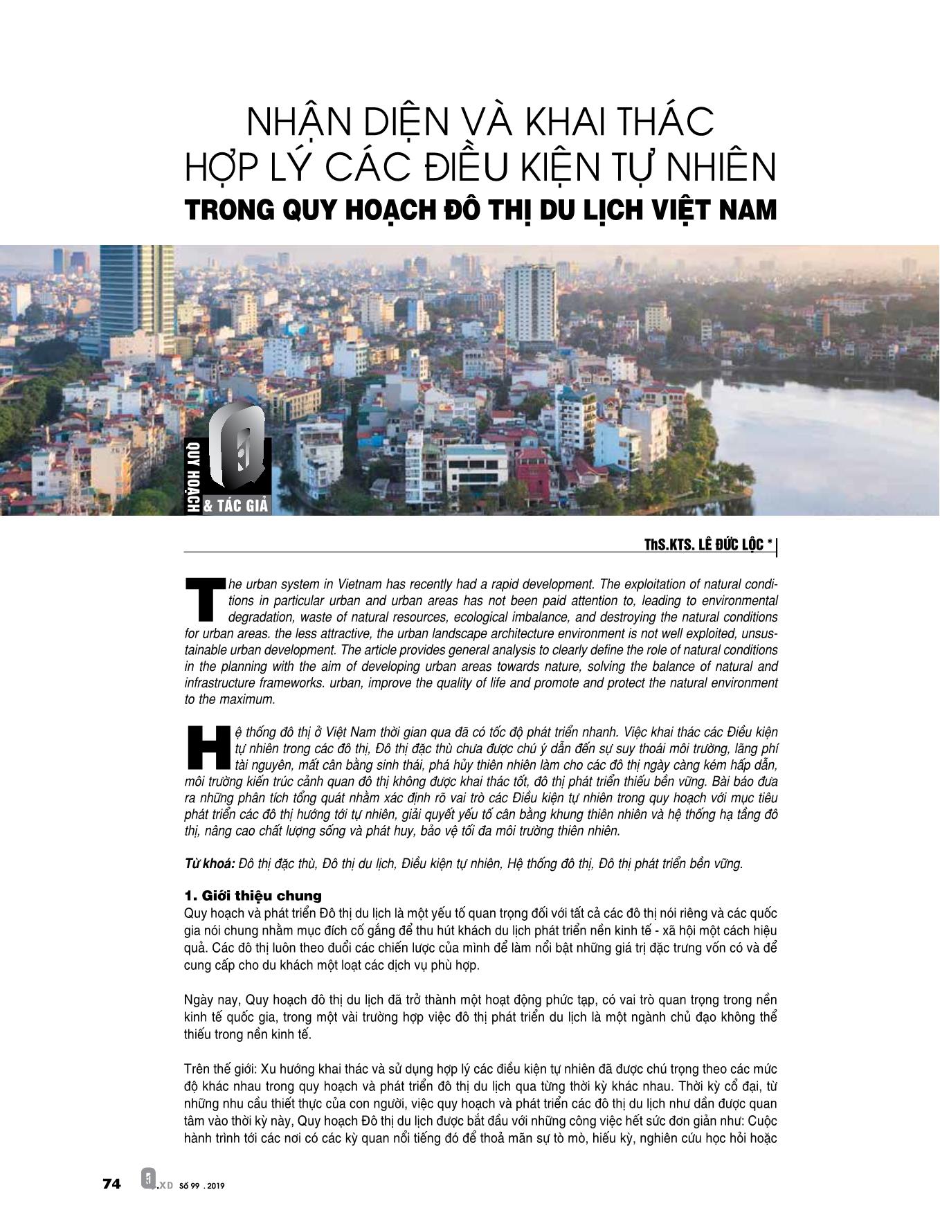 Nhận diện và khai thác hợp lý các điều kiện tự nhiên trong quy hoạch đô thị du lịch Việt Nam trang 1