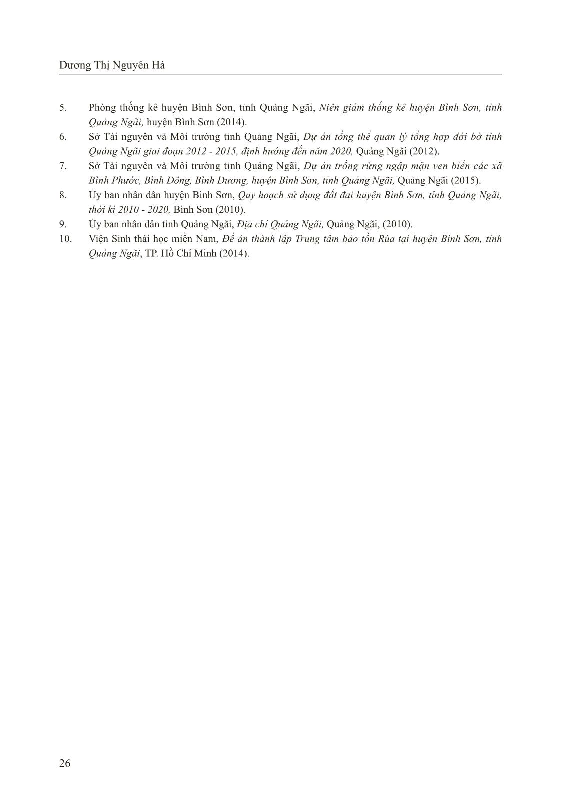 Phân tích cảnh quan huyện Bình Sơn (tỉnh Quảng Ngãi) và một số định hướng khai thác, sử dụng hợp lí trang 10