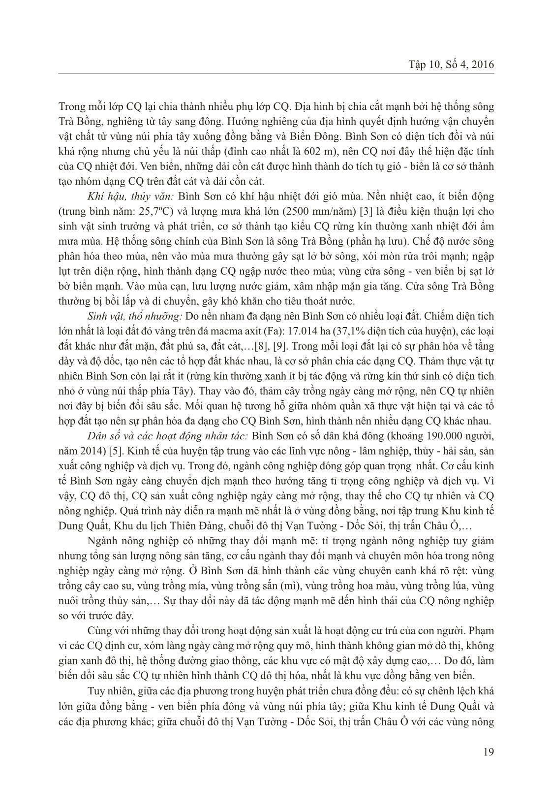 Phân tích cảnh quan huyện Bình Sơn (tỉnh Quảng Ngãi) và một số định hướng khai thác, sử dụng hợp lí trang 3