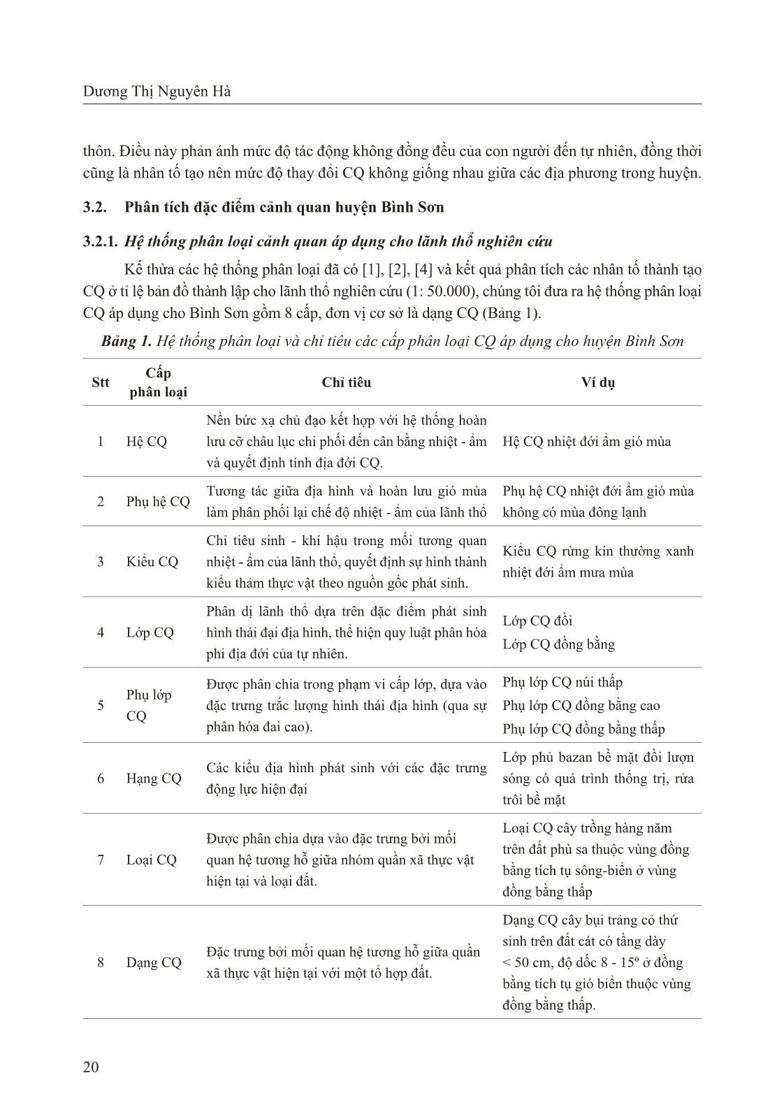 Phân tích cảnh quan huyện Bình Sơn (tỉnh Quảng Ngãi) và một số định hướng khai thác, sử dụng hợp lí trang 4