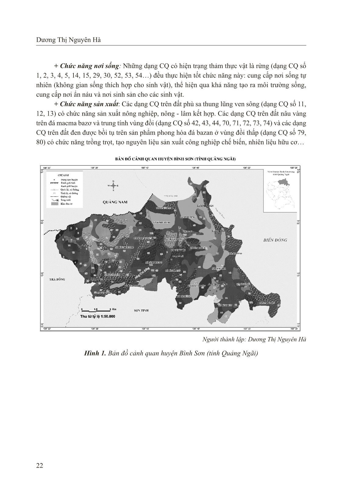 Phân tích cảnh quan huyện Bình Sơn (tỉnh Quảng Ngãi) và một số định hướng khai thác, sử dụng hợp lí trang 6