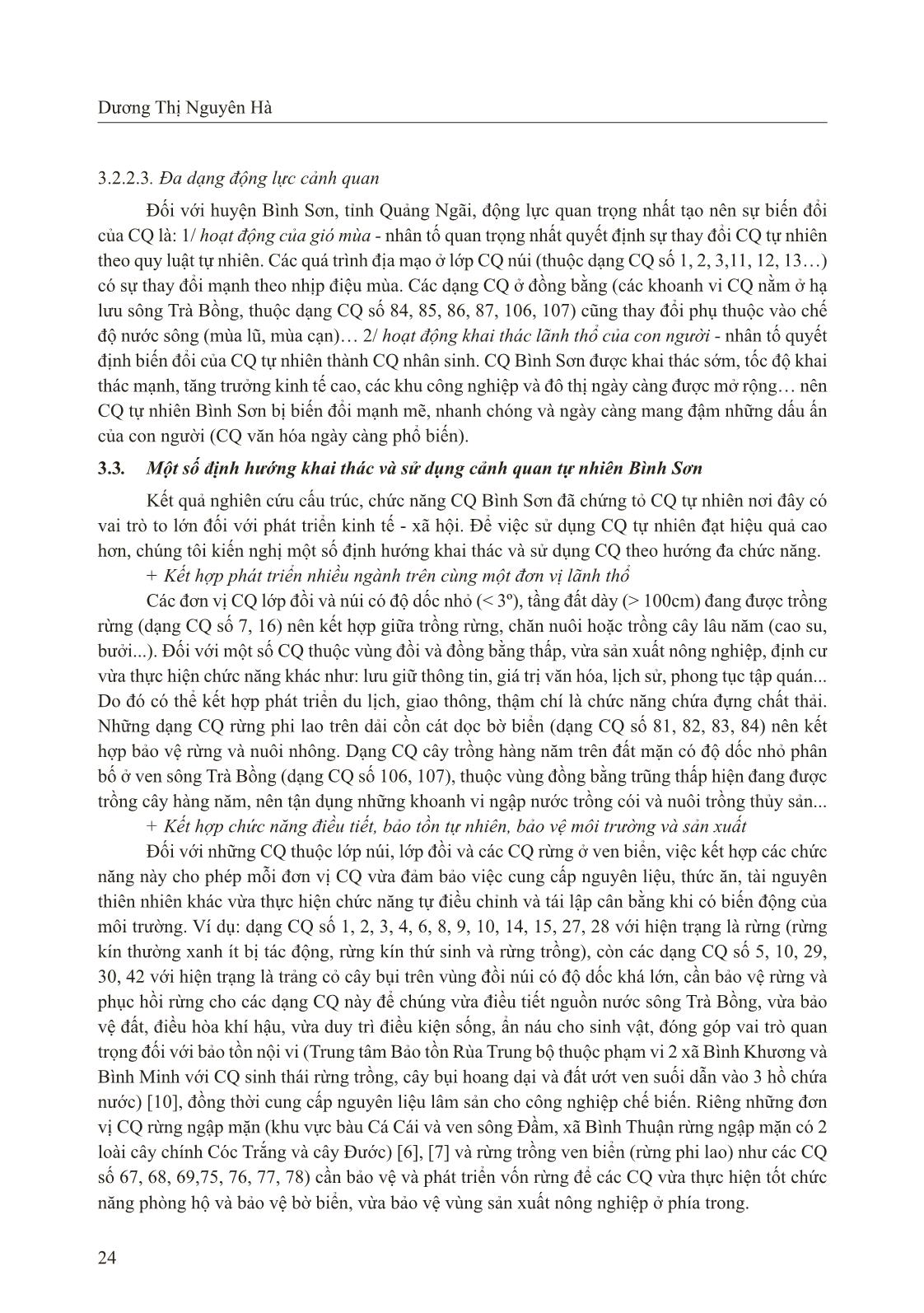 Phân tích cảnh quan huyện Bình Sơn (tỉnh Quảng Ngãi) và một số định hướng khai thác, sử dụng hợp lí trang 8