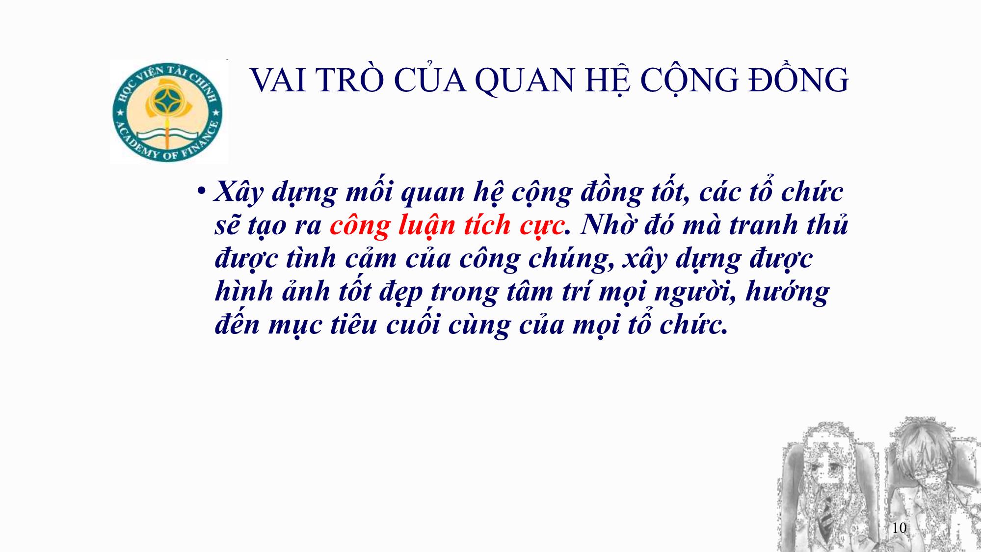 Bài giảng Quan hệ công chúng - Chương 7: Quan hệ cộng đồng - Ngô Minh Cách trang 10