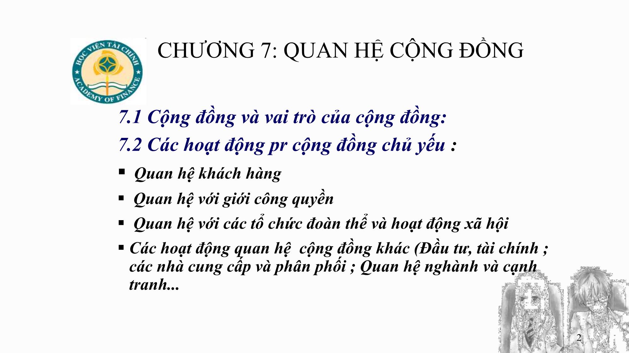 Bài giảng Quan hệ công chúng - Chương 7: Quan hệ cộng đồng - Ngô Minh Cách trang 2