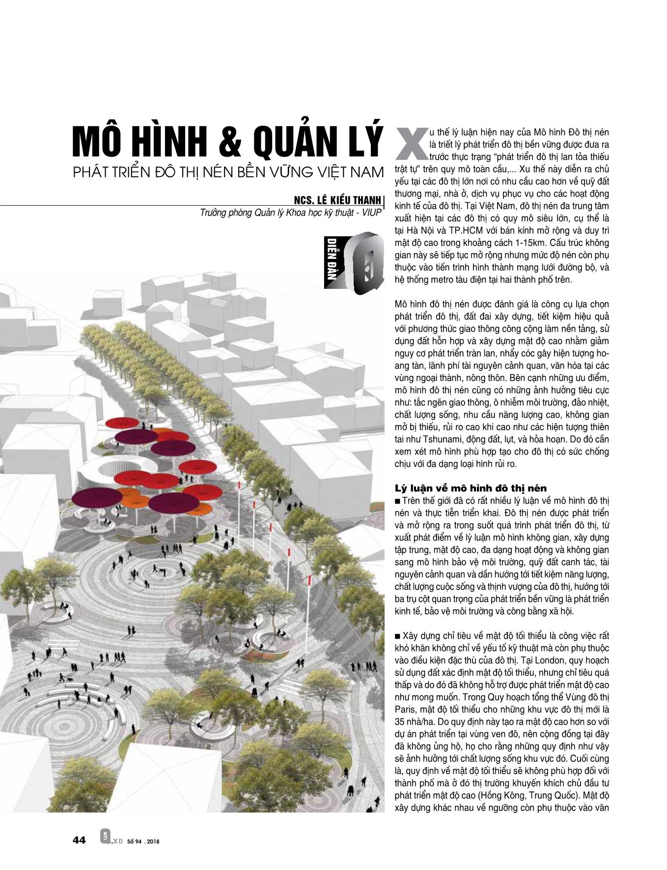 Mô hình & quản lý phát triển đô thị nén bền vững Việt Nam trang 1