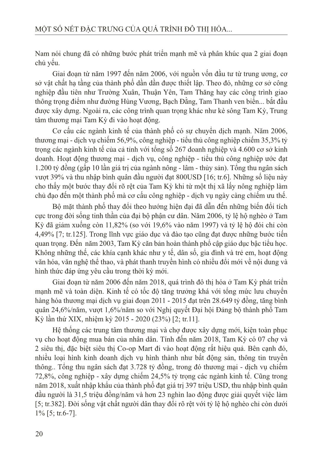 Một số nét đặc trưng của quá trình đô thị hóa tại thành phố Tam Kỳ tỉnh Quảng Nam (1997- 2018) trang 2