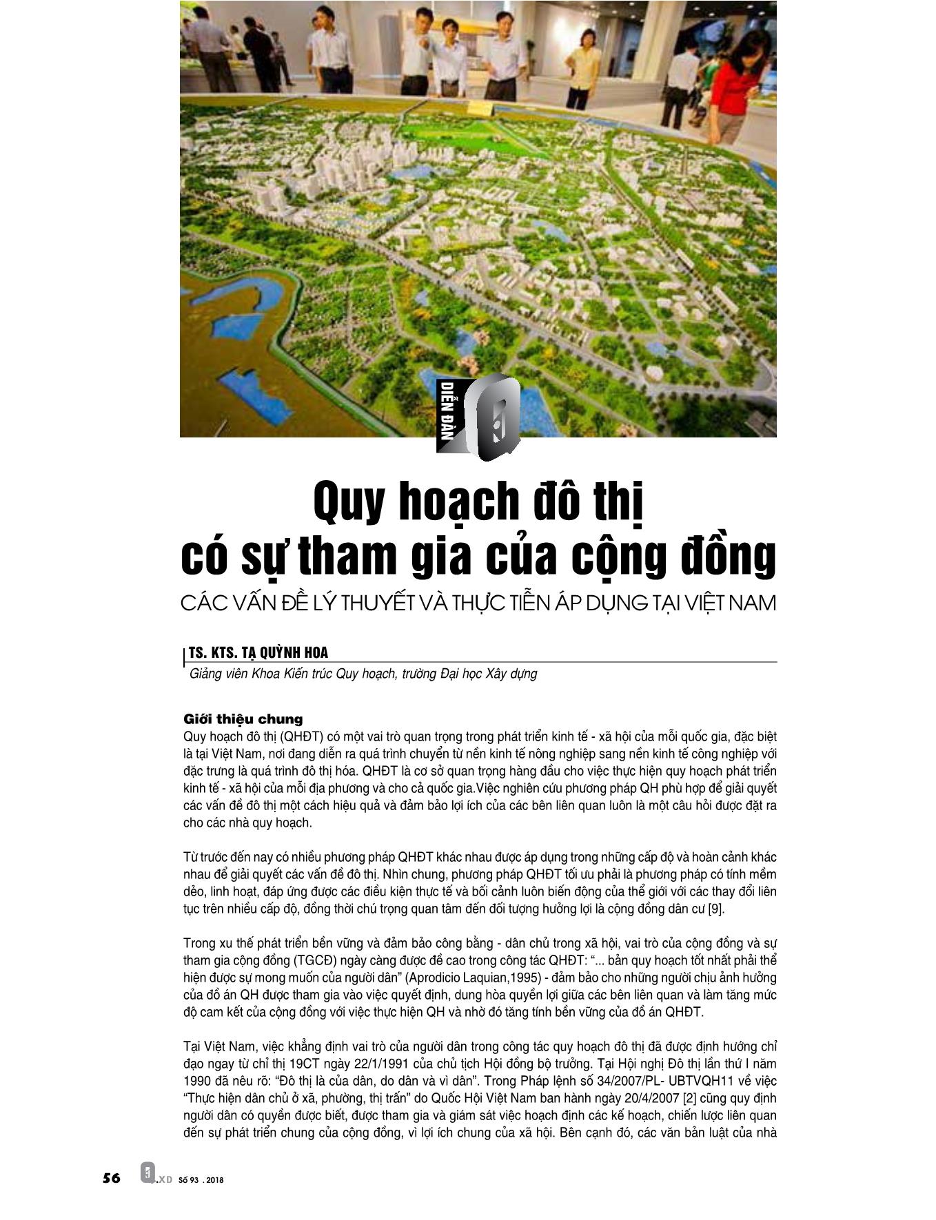 Quy hoạch đô thị có sự tham gia của cộng đồng các vấn đề lý thuyết và thực tiễn áp dụng tại Việt Nam trang 1
