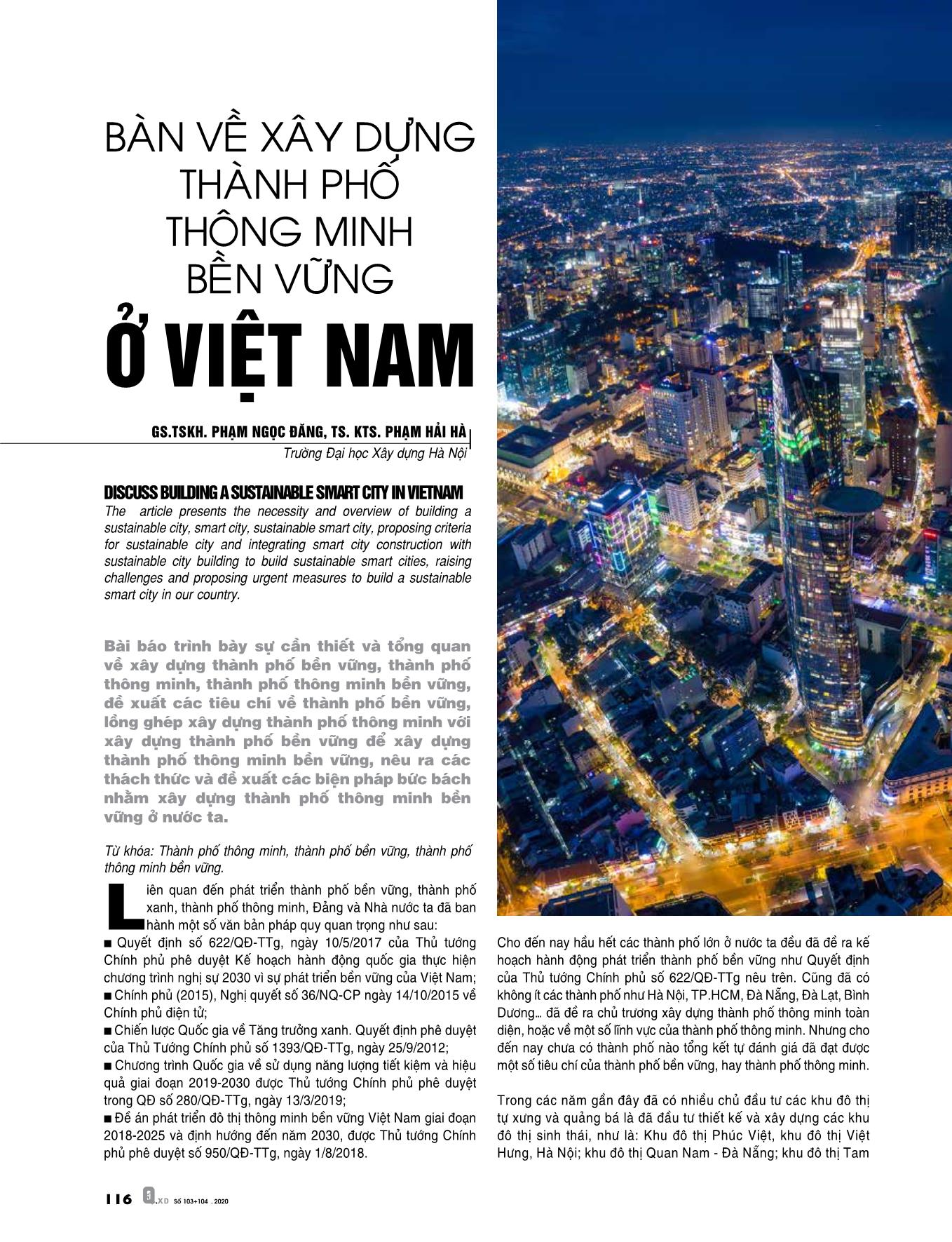 Bàn về xây dựng thành phố thông minh bền vững ở Việt Nam trang 1