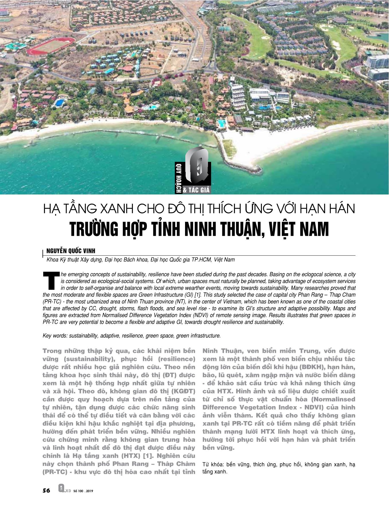 Hạ tầng xanh cho đô thị thích ứng với hạn hán trường hợp tỉnh Ninh Thuận, Việt Nam trang 1