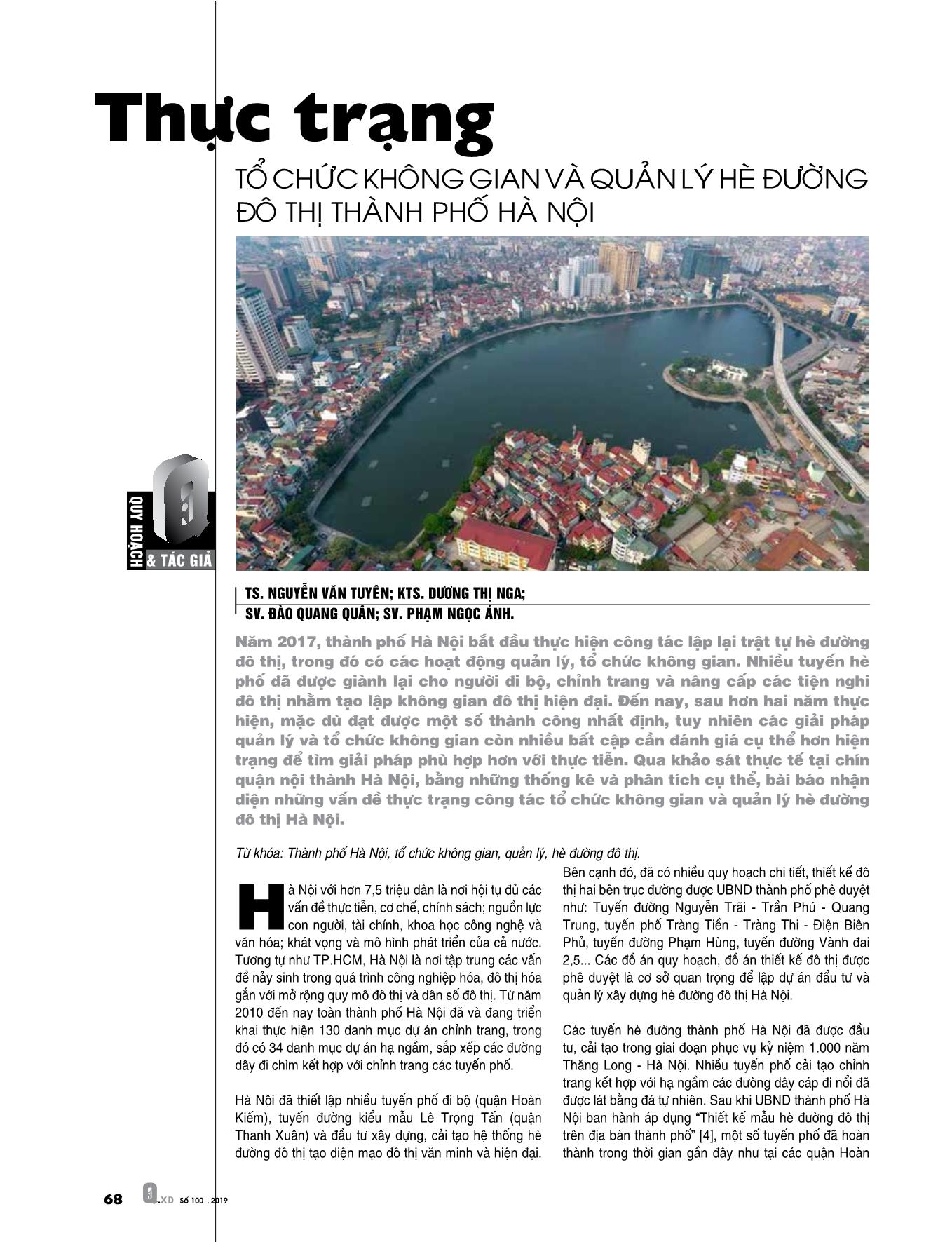 Thực trạng tổ chức không gian và quản lý hè đường đô thị thành phố Hà Nội trang 1