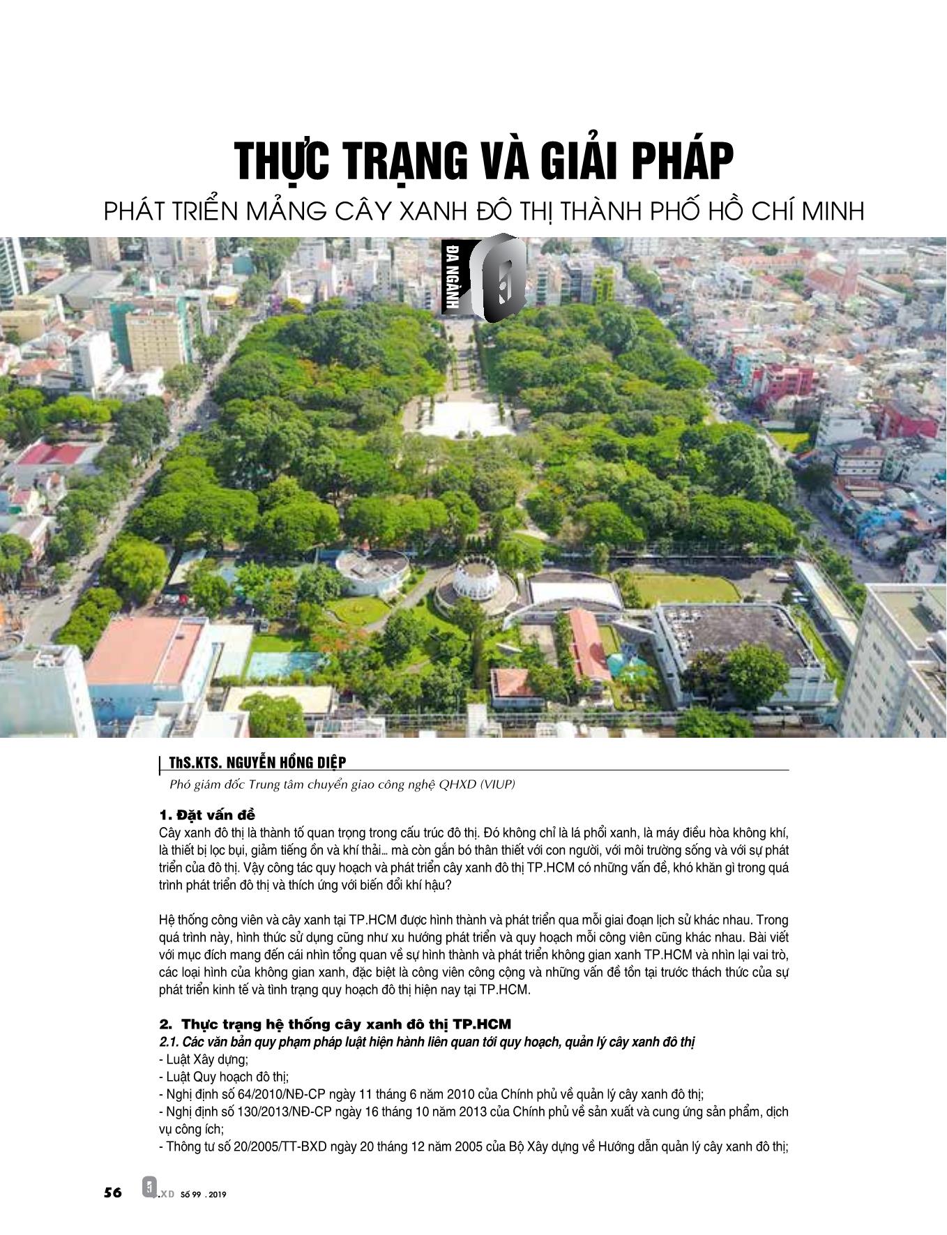 Thực trạng và giải pháp phát triển mang cây xanh đô thị thành phố Hồ Chí Minh trang 1