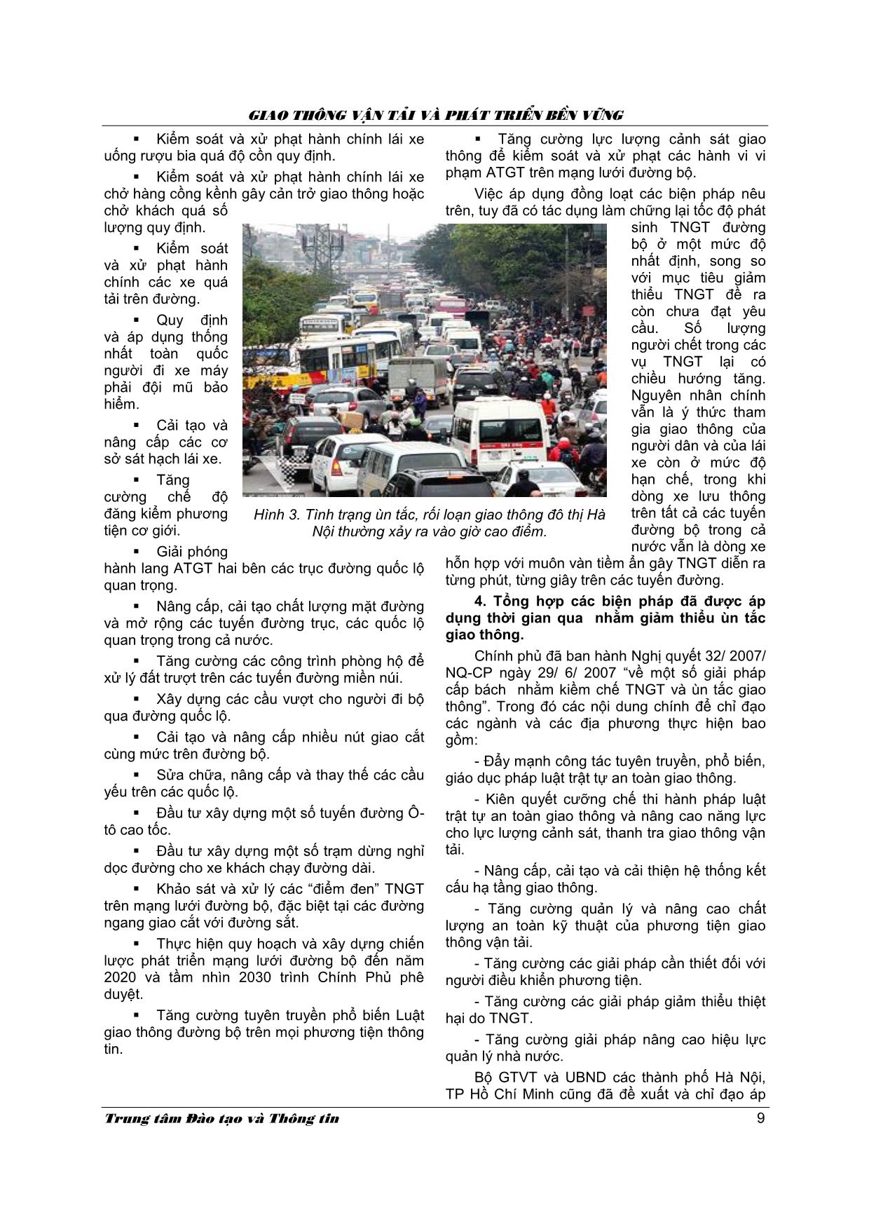 Tình hình và các giải pháp nhằm tăng cường an toàn giao thông đường bộ và an toàn giao thông đô thị ở Việt Nam trang 5