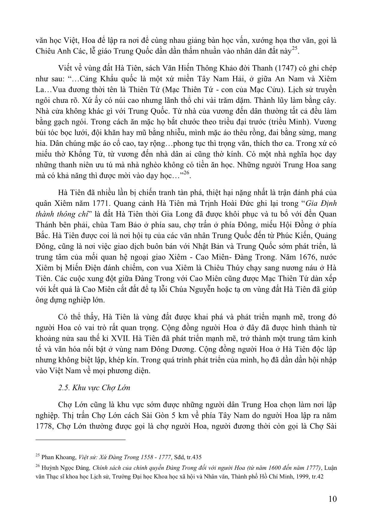 Vai trò của người hoa trong việc hình thành và phát triển các đô thị ở trung và Nam Bộ Việt Nam (thế kỉ XVII-XIX) trang 10