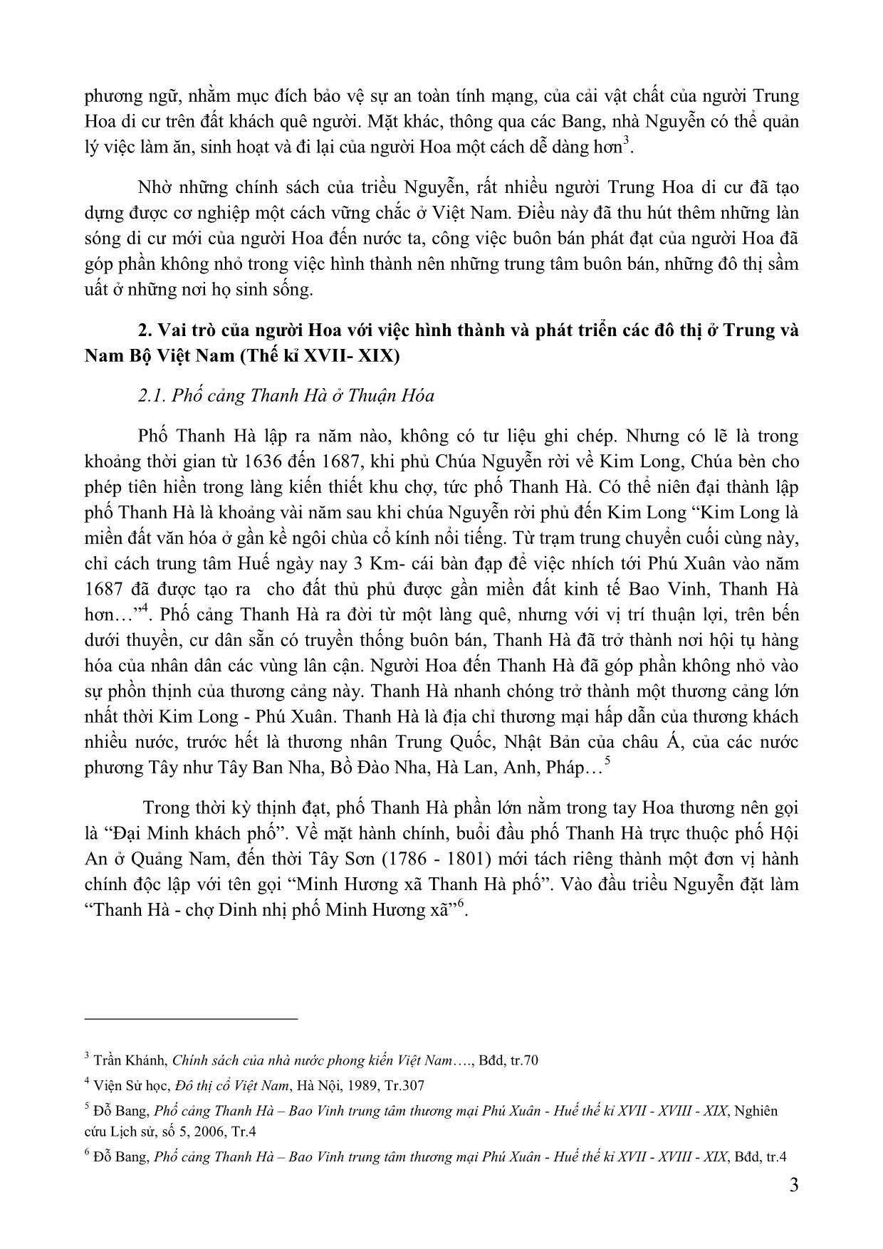Vai trò của người hoa trong việc hình thành và phát triển các đô thị ở trung và Nam Bộ Việt Nam (thế kỉ XVII-XIX) trang 3