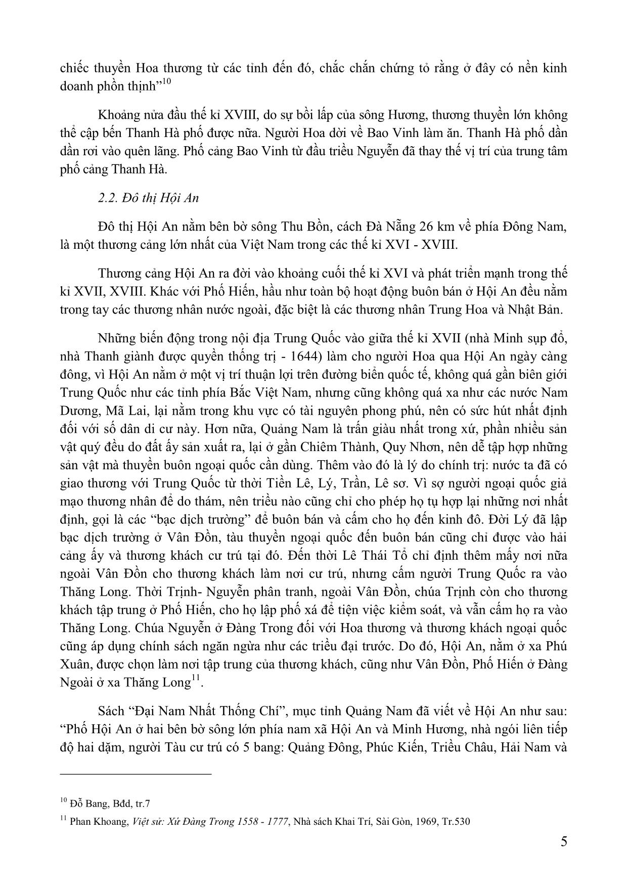 Vai trò của người hoa trong việc hình thành và phát triển các đô thị ở trung và Nam Bộ Việt Nam (thế kỉ XVII-XIX) trang 5