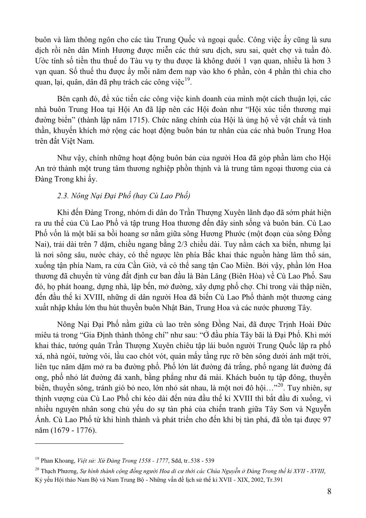 Vai trò của người hoa trong việc hình thành và phát triển các đô thị ở trung và Nam Bộ Việt Nam (thế kỉ XVII-XIX) trang 8