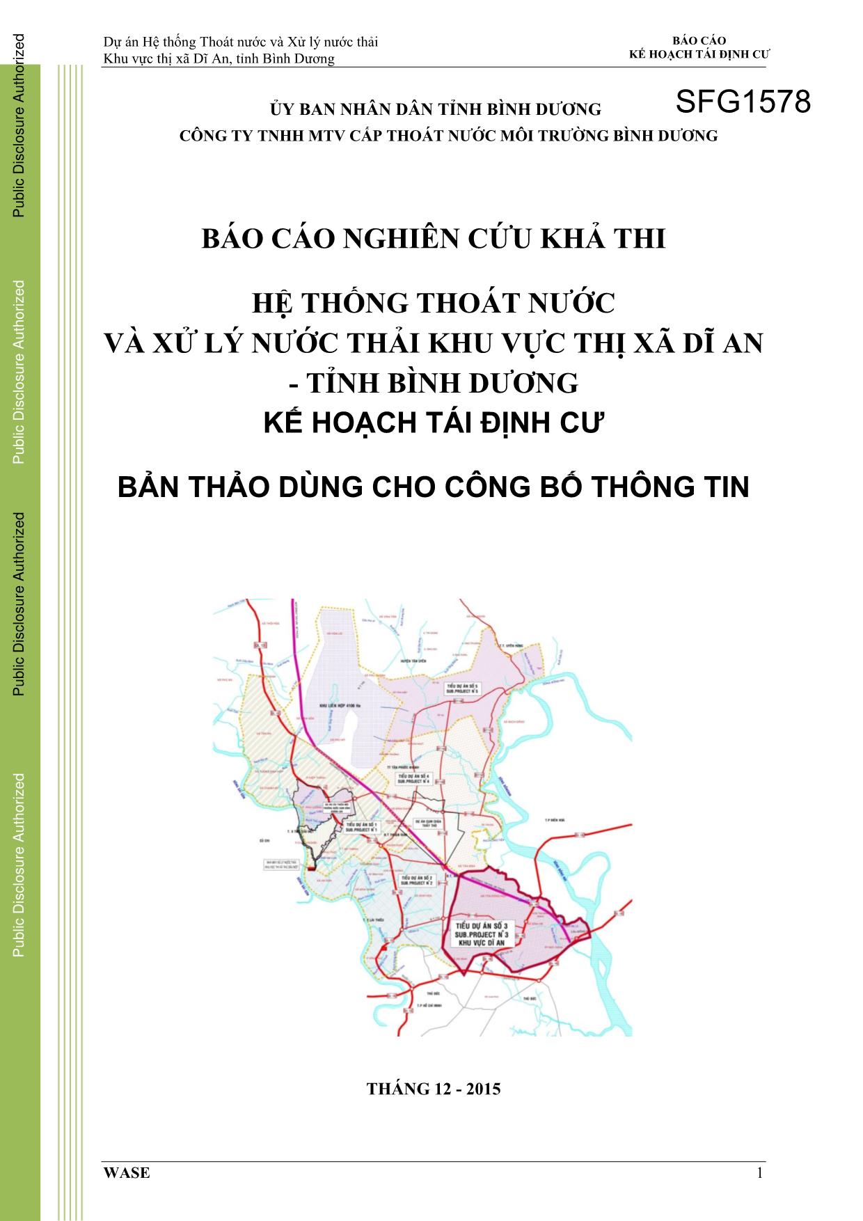 Báo cáo nghiên cứu khả thi Dự án hệ thống thoát nước và xử lý nước thải khu vực thị xã Dĩ An, tỉnh Bình Dương trang 1