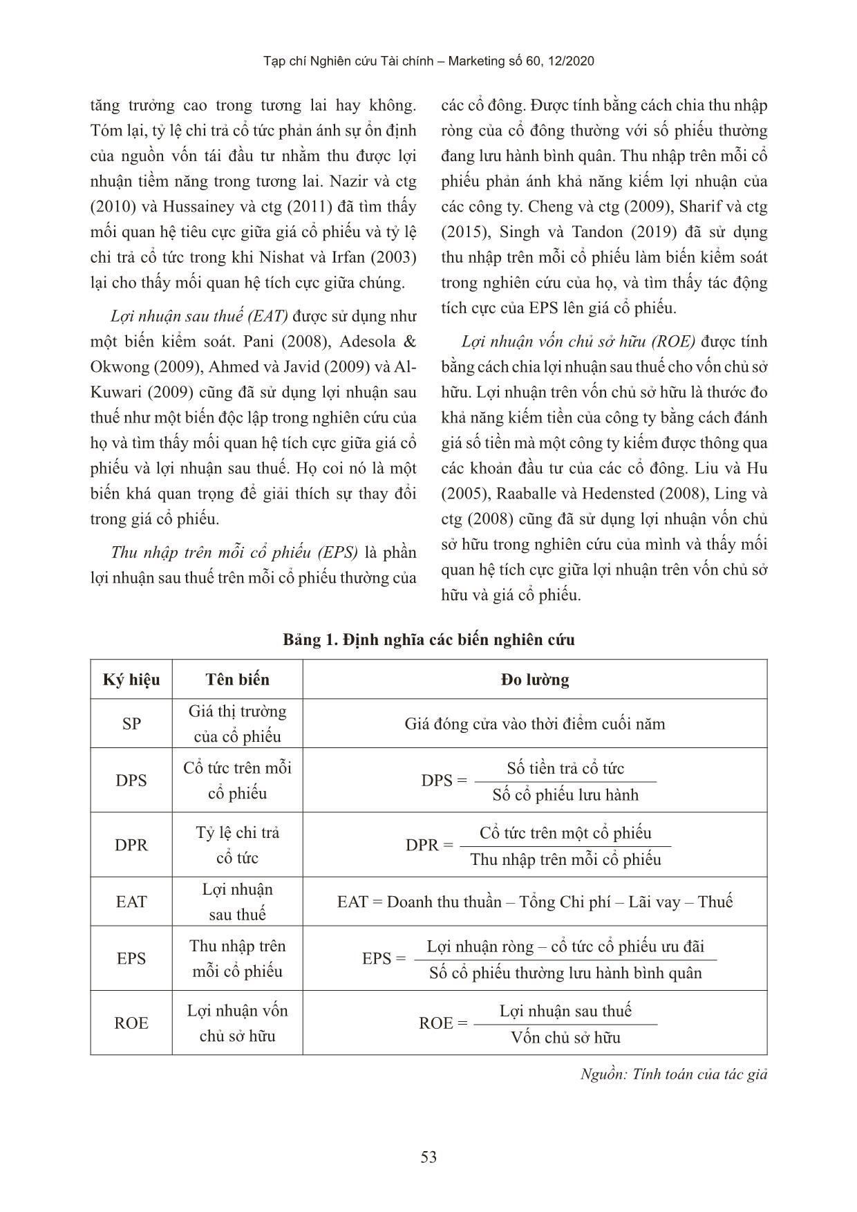 Ảnh hưởng của chính sách cổ tức đến giá cổ phiếu của các công ty niêm yết trên thị trường chứng khoán Việt Nam trang 8