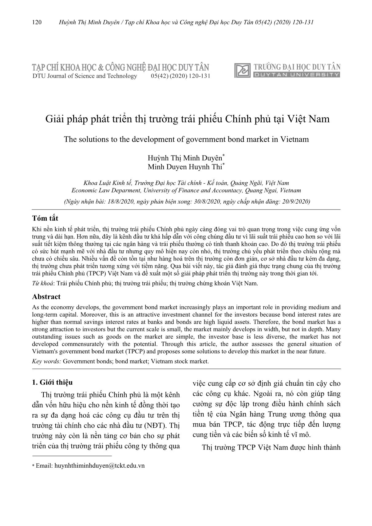 Giải pháp phát triển thị trường trái phiếu Chính phủ tại Việt Nam trang 1
