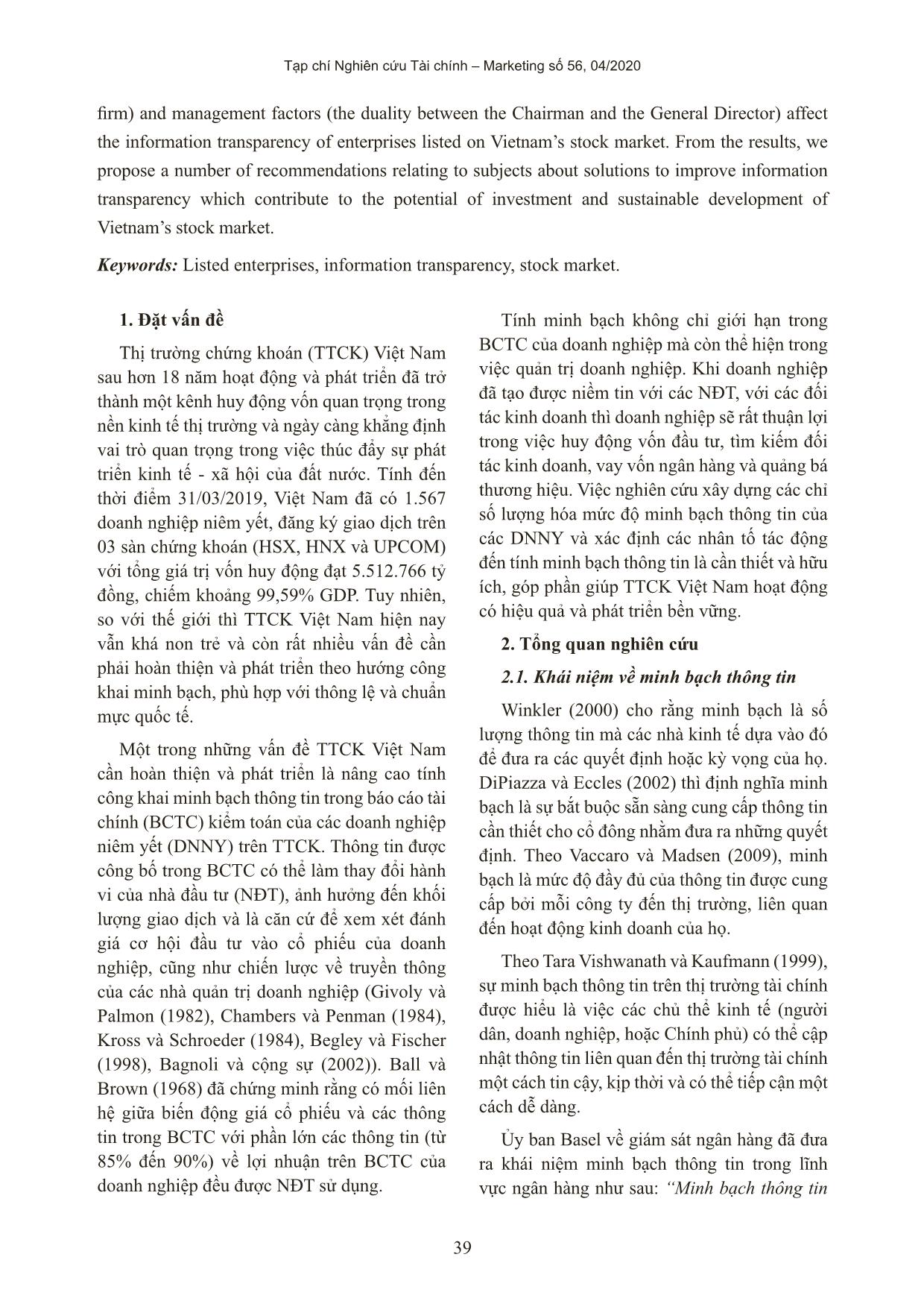 Minh bạch thông tin và các yếu tố ảnh hưởng - bằng chứng thực nghiệm tại Việt Nam trang 2