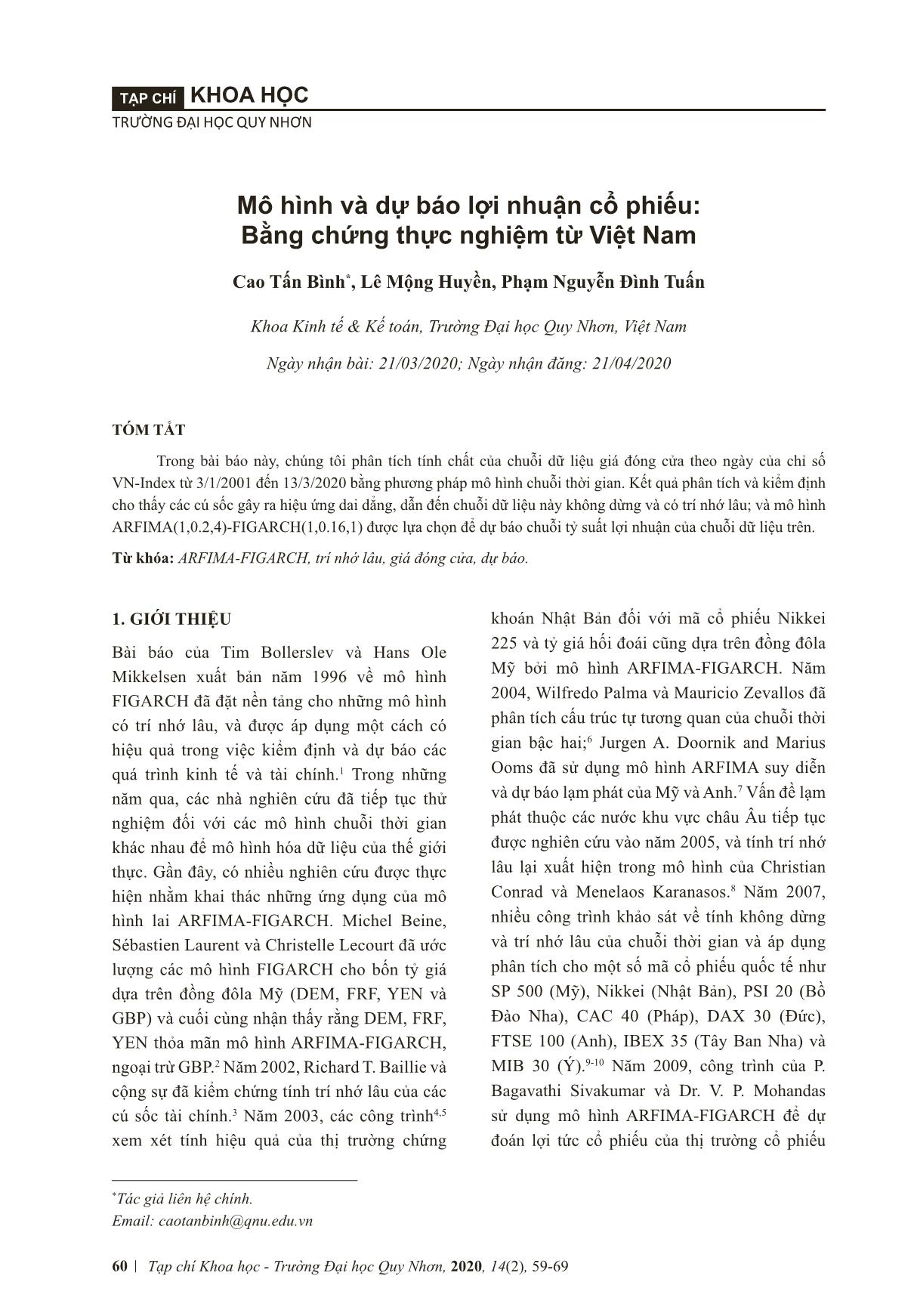 Modelling and predicting stock returns: Empirical evidence from Vietnam trang 2