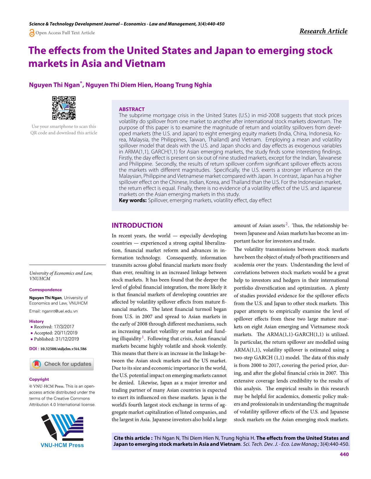 The effects from the United States and Japan to emerging stock markets in Asia and Vietnam trang 1