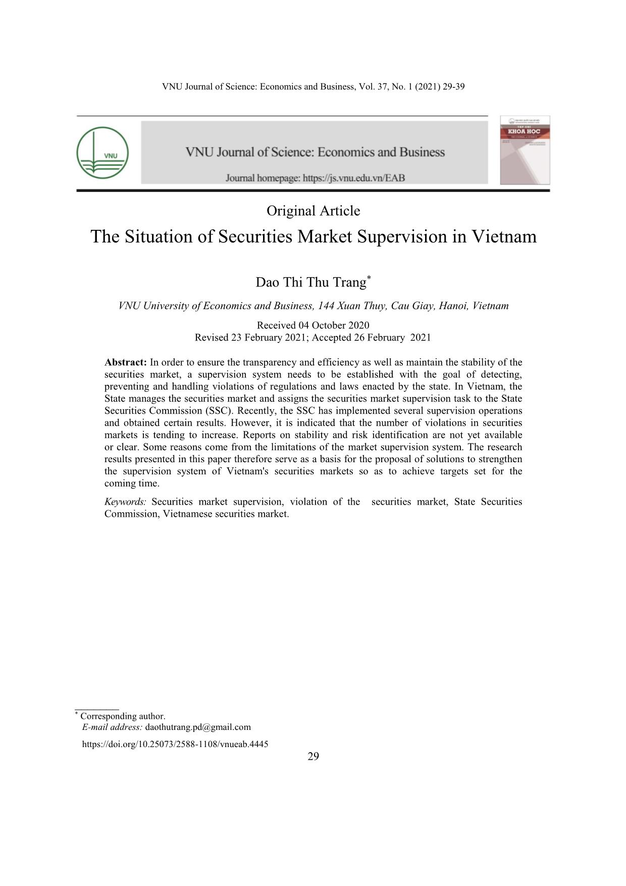 The Situation of Securities Market Supervision in Vietnam trang 1