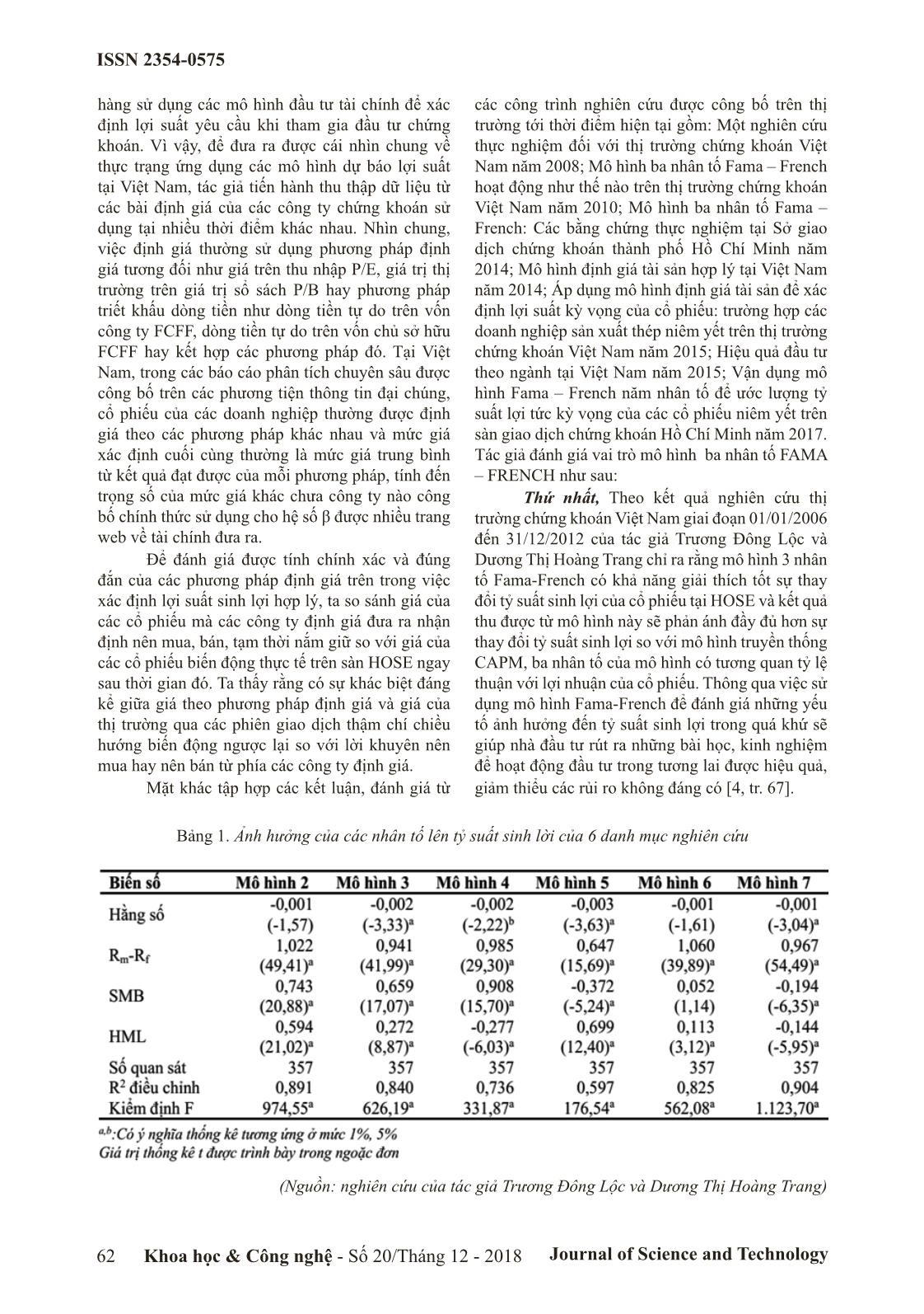 Vai trò của mô hình 3 nhân tố FAMA – FRENCH trong ước lượng tỷ suất sinh lời cổ phiếu trên thị trường chứng khoán Việt Nam trang 3